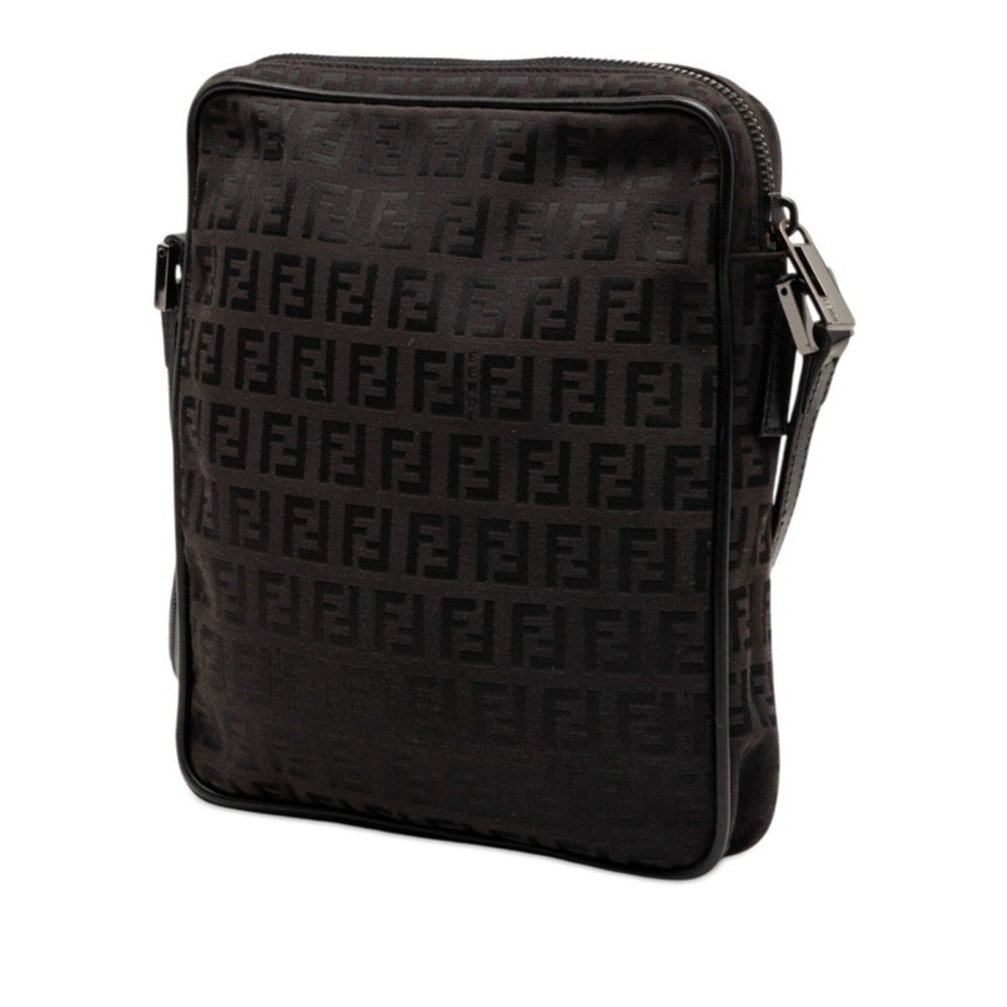 Fendi Fendi Zucchino Crossbody Shoulder Bag 8BT053 Black Canvas Leather Women's FENDI Size ONE SIZE - 2 Thumbnail