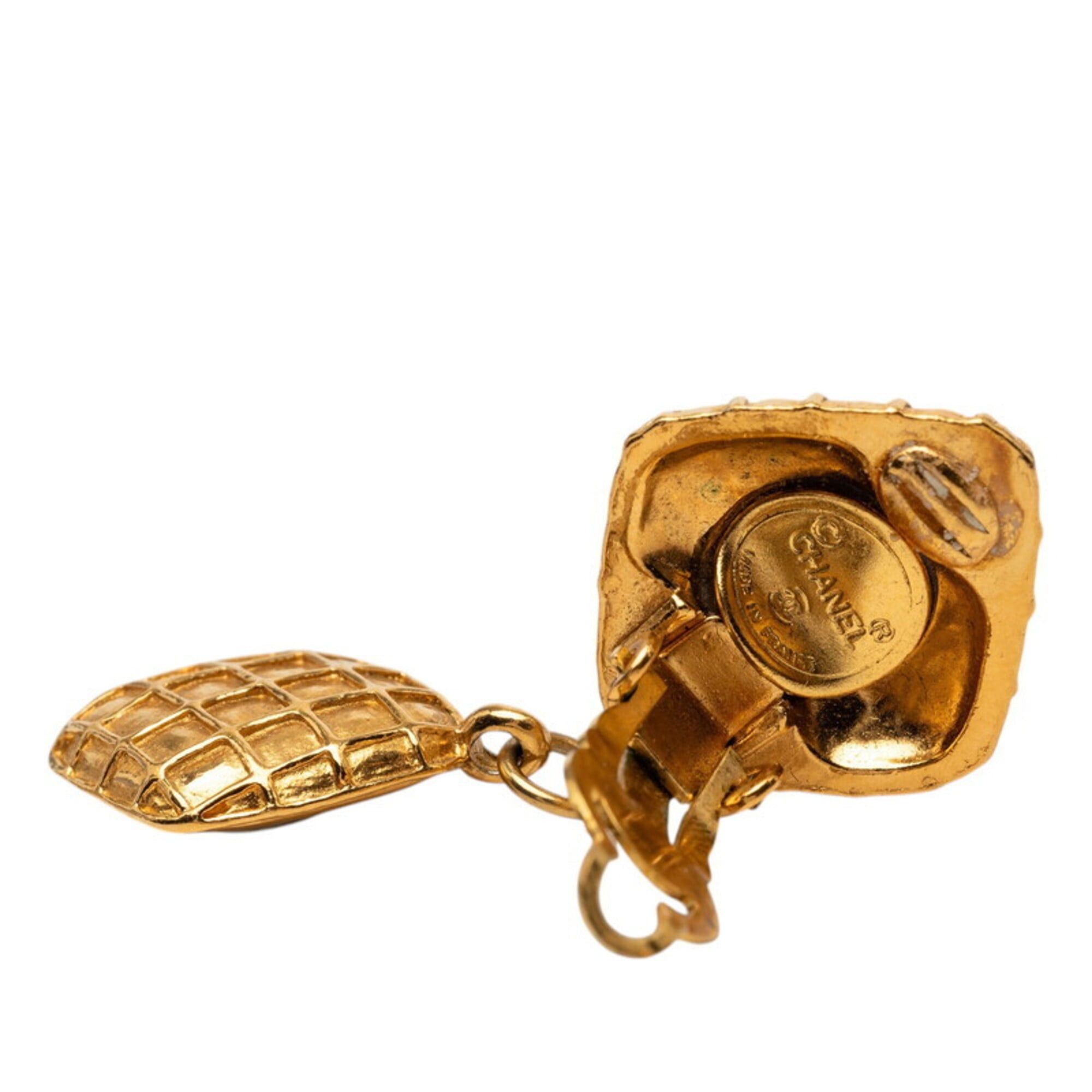 Chanel Chanel Matelassé Vintage Swing Earrings, Gold Plated, Rhinestone, Women's CHANEL Size ONE SIZE - 3 Thumbnail