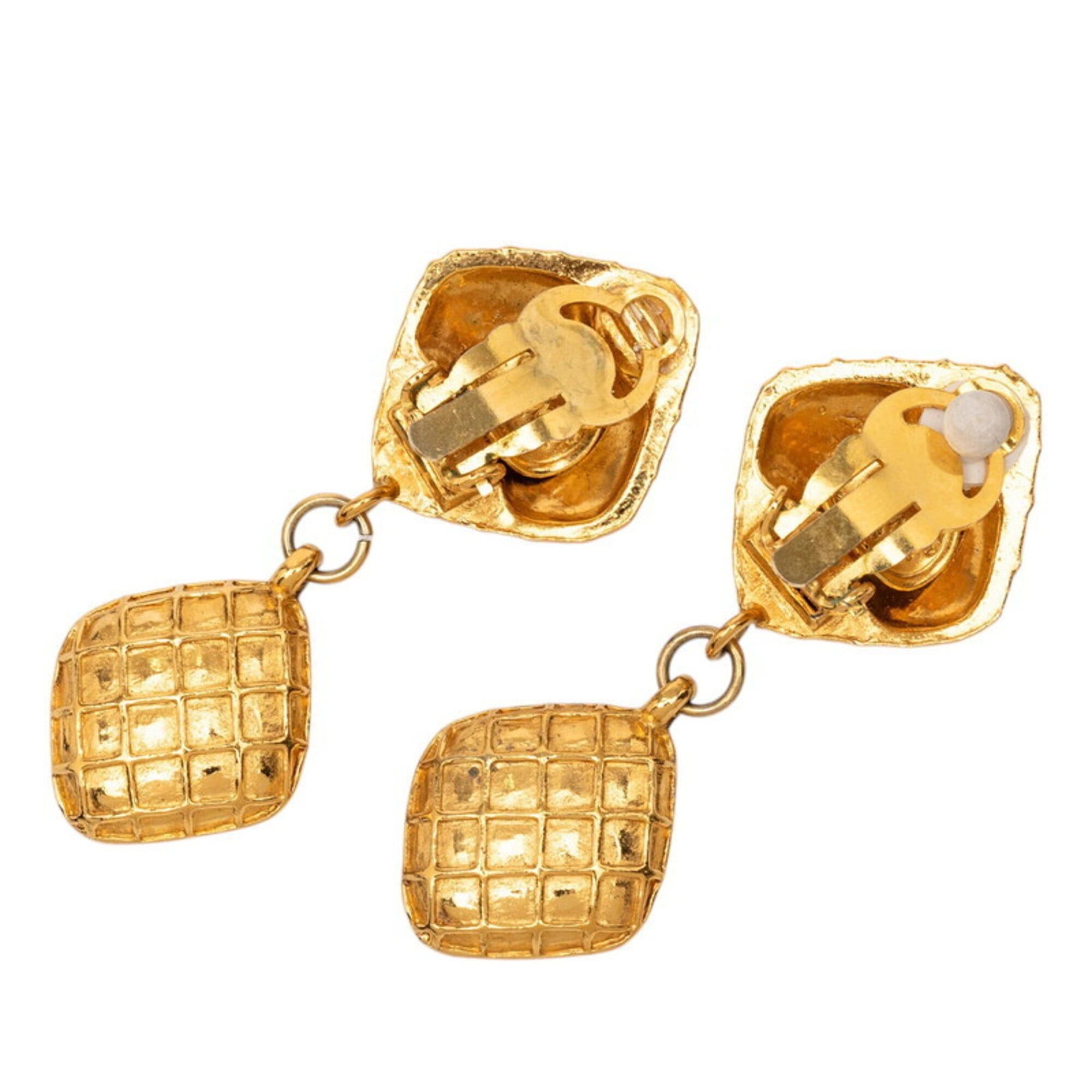 Chanel Chanel Matelassé Vintage Swing Earrings, Gold Plated, Rhinestone, Women's CHANEL Size ONE SIZE - 2 Thumbnail