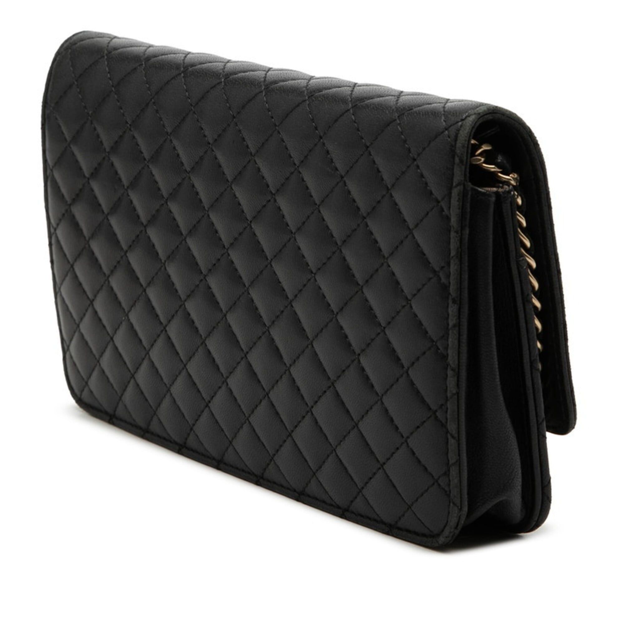 Chanel Chanel Coco Mark Micro Matelassé Wallet Chain Shoulder Bag Black Lambskin Women's CHANEL Size ONE SIZE - 2 Thumbnail
