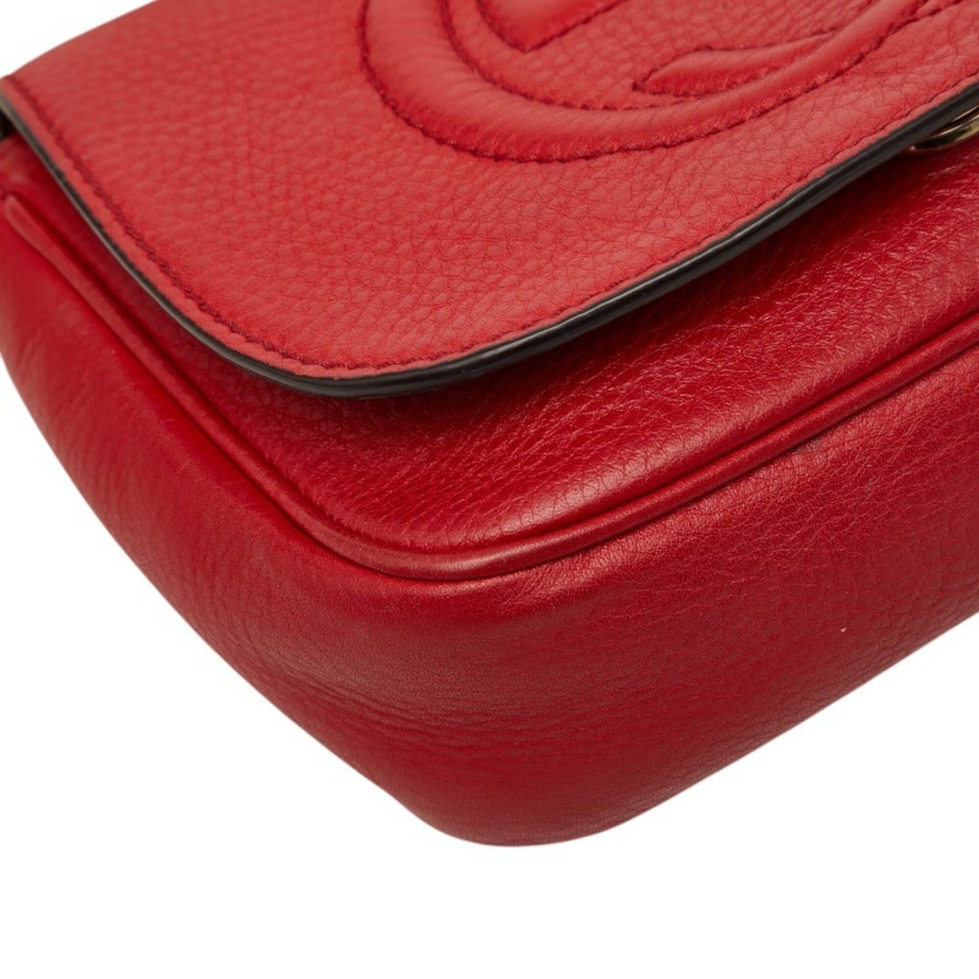 Gucci Gucci Soho Interlocking G Chain Shoulder Bag 323190 Red Leather Women's GUCCI Size ONE SIZE - 5 Thumbnail
