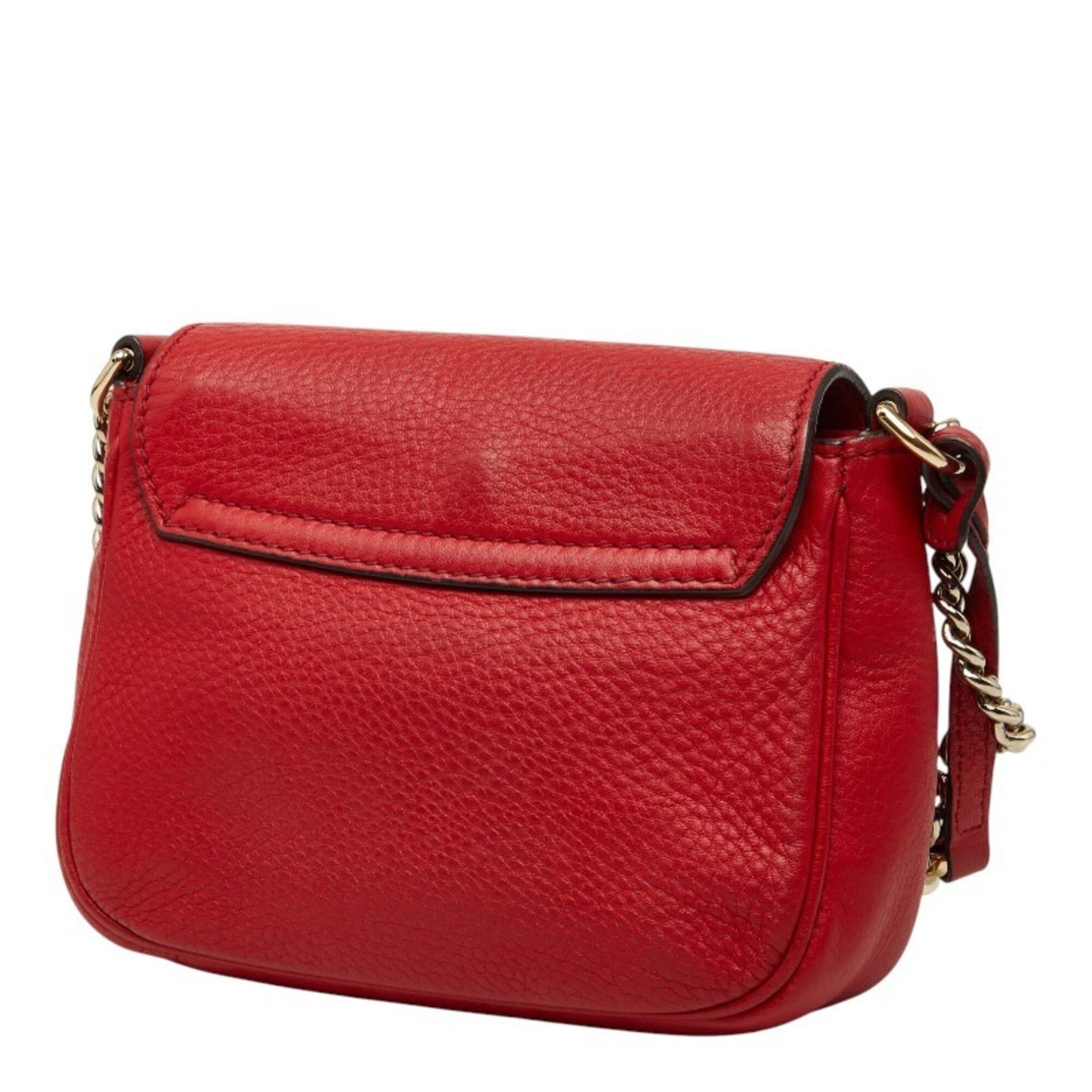 Gucci Gucci Soho Interlocking G Chain Shoulder Bag 323190 Red Leather Women's GUCCI Size ONE SIZE - 2 Thumbnail