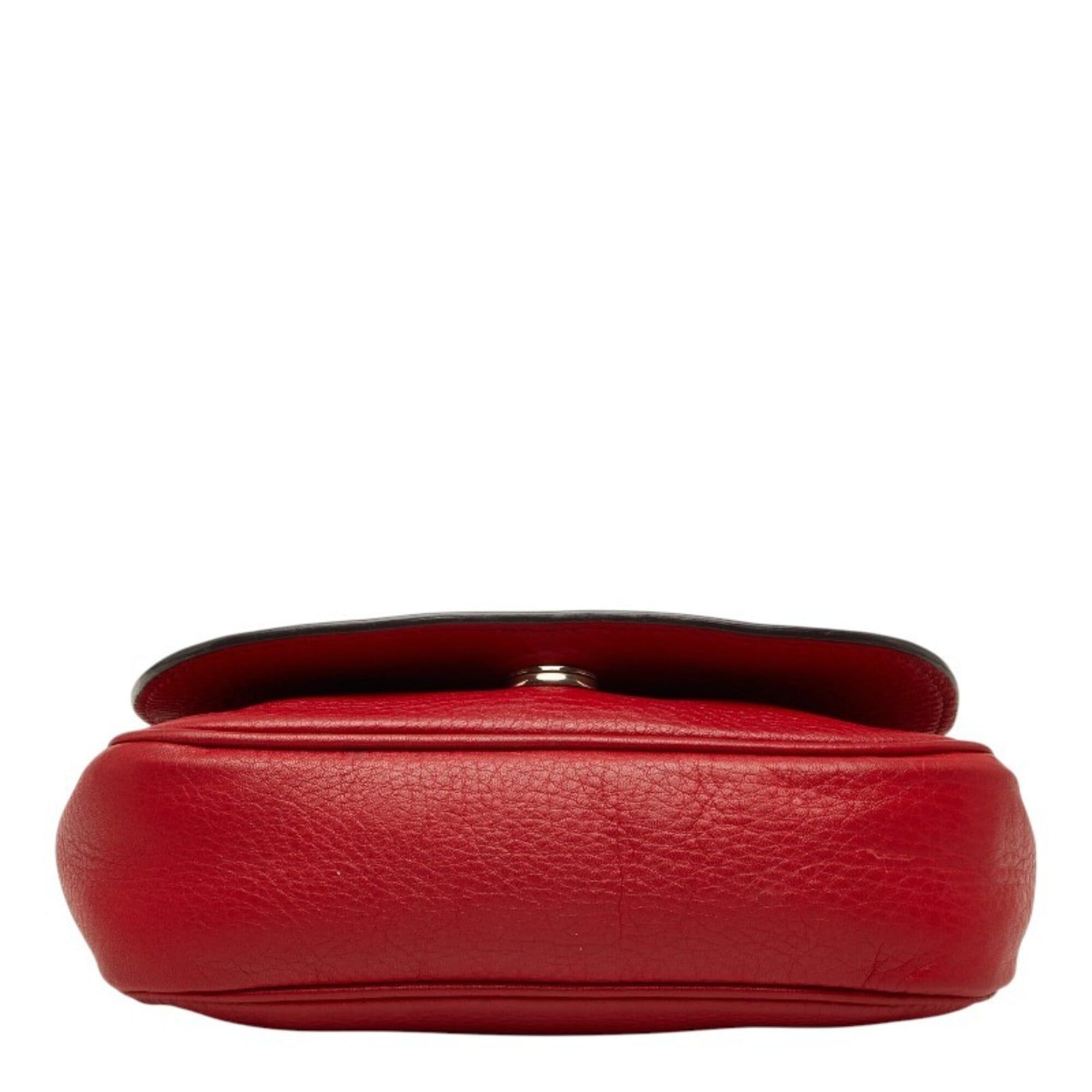 Gucci Gucci Soho Interlocking G Chain Shoulder Bag 323190 Red Leather Women's GUCCI Size ONE SIZE - 3 Thumbnail