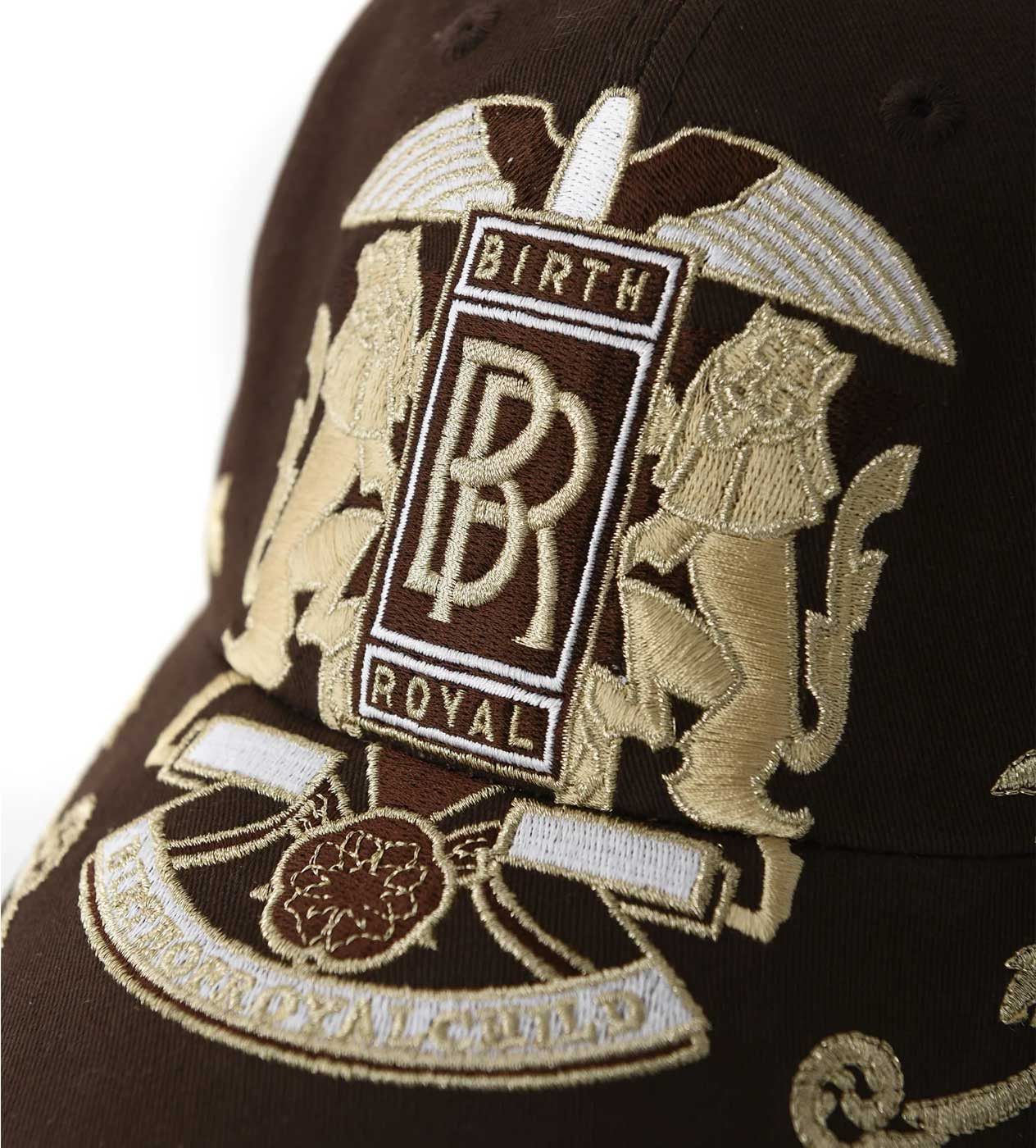 Birth of Royal Child Double Lion Embroidered Baseball Cap Brown Size ONE SIZE - 2 Thumbnail