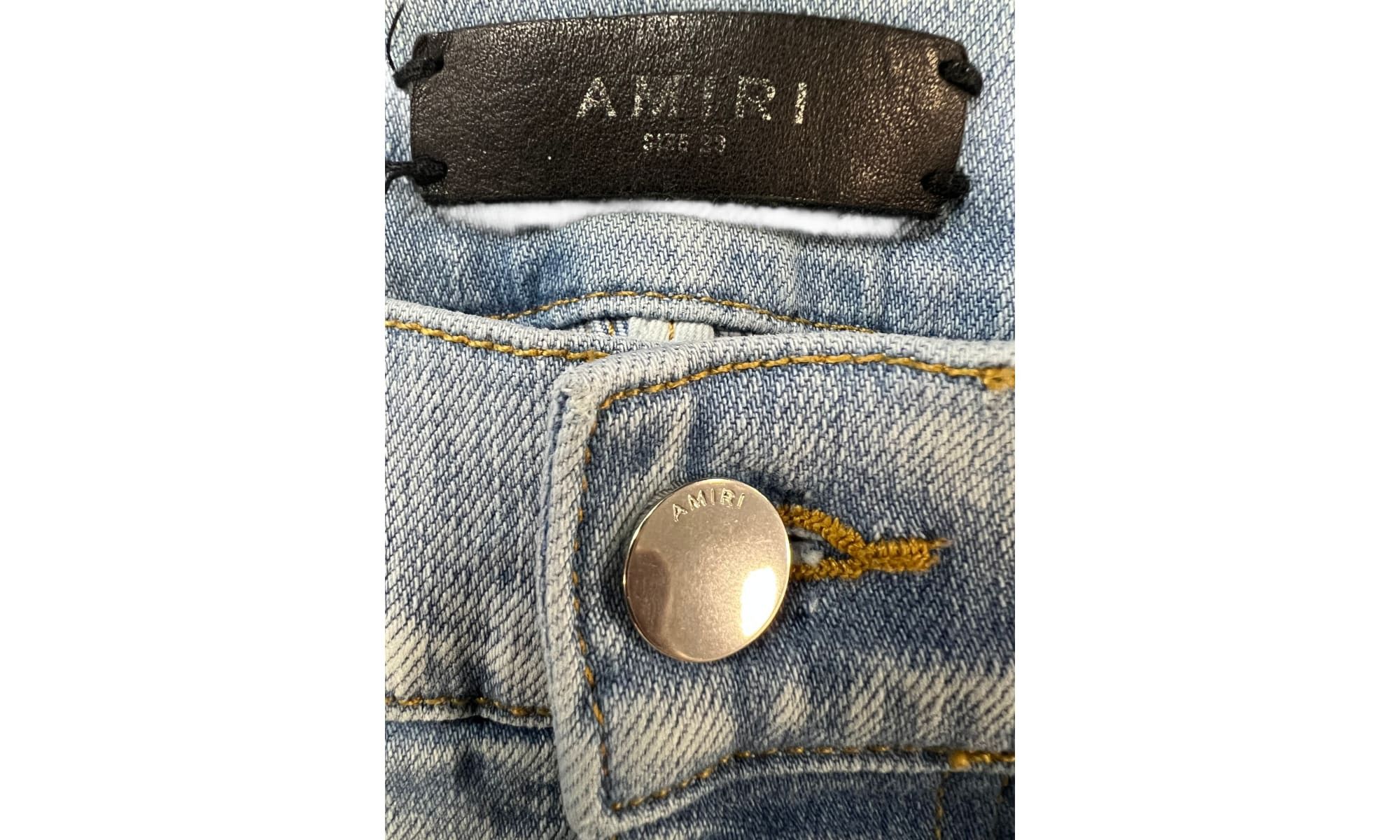 Amiri MX1 Camo Patch Blue Jeans (PreOwned) Size US 28 / EU 44 - 3 Thumbnail