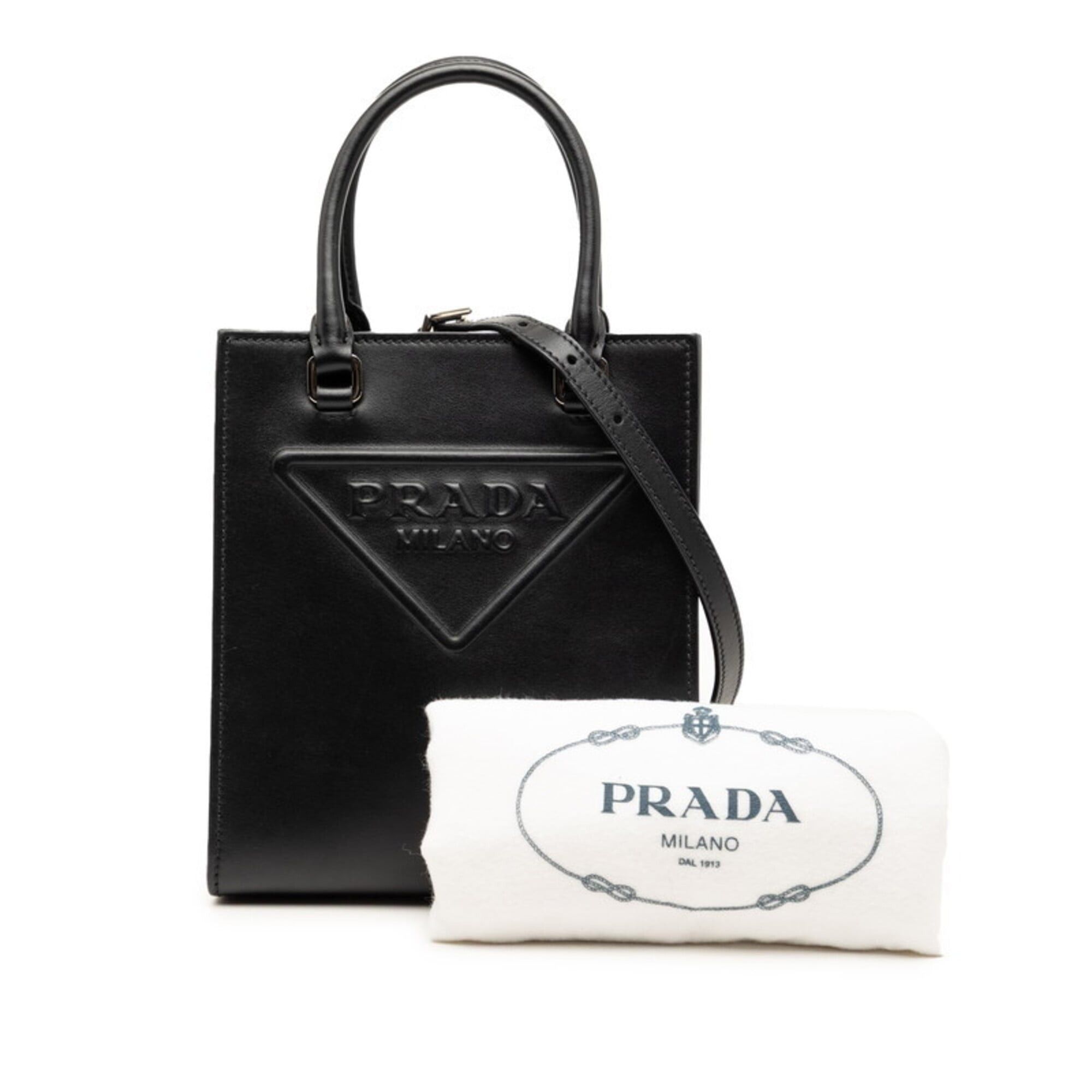 Prada Prada Triangle Logo Mini Handbag Shoulder Bag 2-Way 1BA333 Black Leather Women's PRADA Size ONE SIZE - 6 Thumbnail