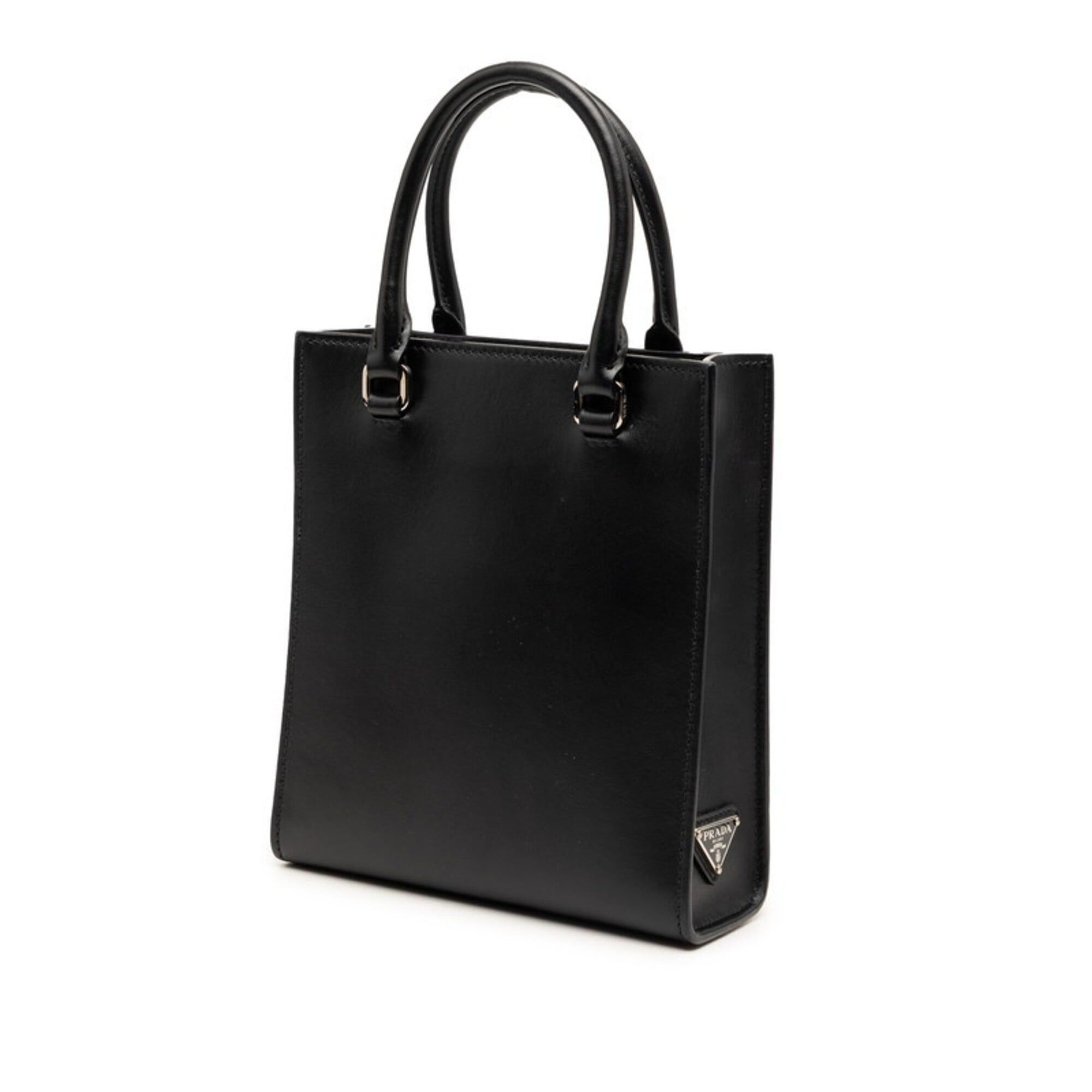 Prada Prada Triangle Logo Mini Handbag Shoulder Bag 2-Way 1BA333 Black Leather Women's PRADA Size ONE SIZE - 2 Thumbnail