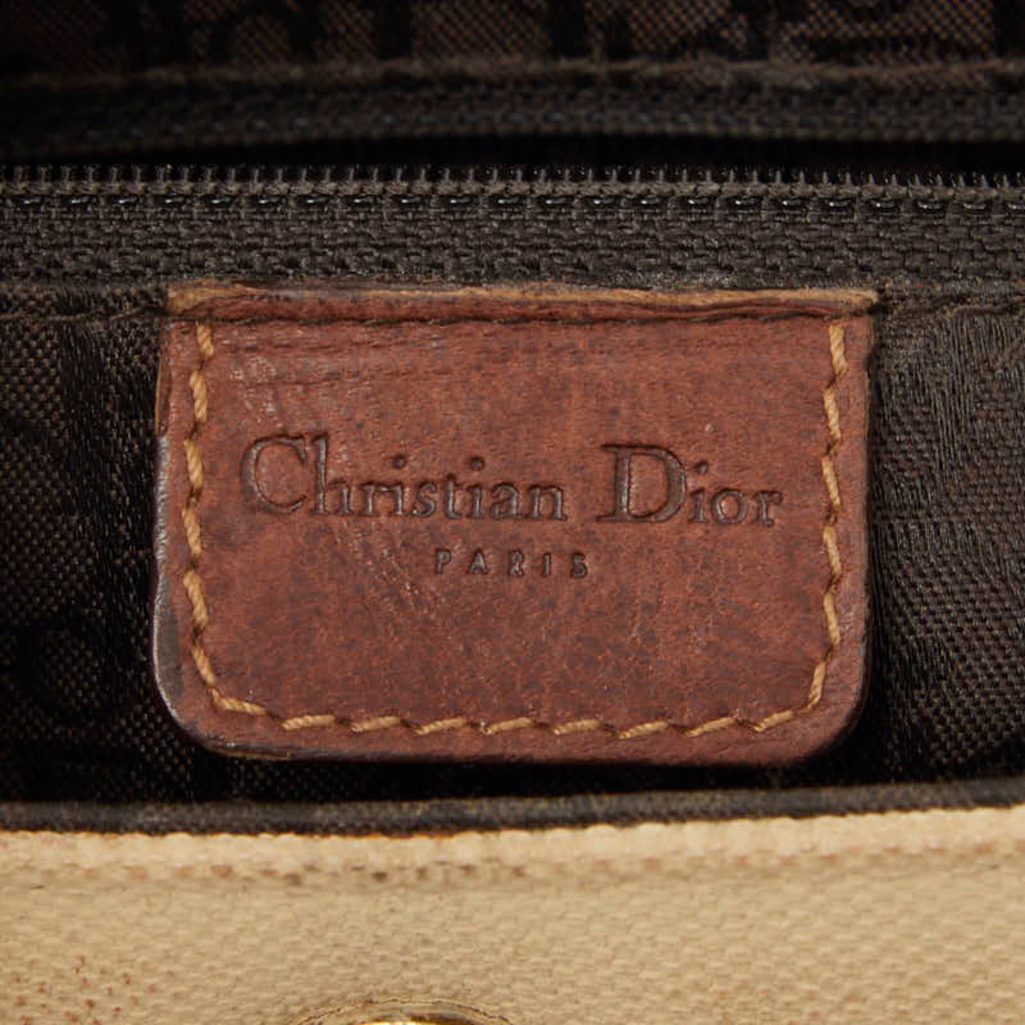 Dior Christian Dior Dior Street Chic Shoulder Bag, Beige Brown Leather, Women's Size ONE SIZE - 11 Thumbnail
