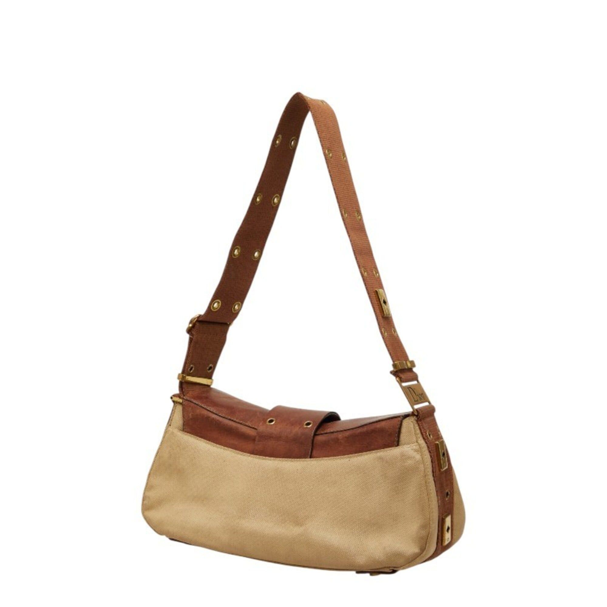 Dior Christian Dior Dior Street Chic Shoulder Bag, Beige Brown Leather, Women's Size ONE SIZE - 2 Thumbnail