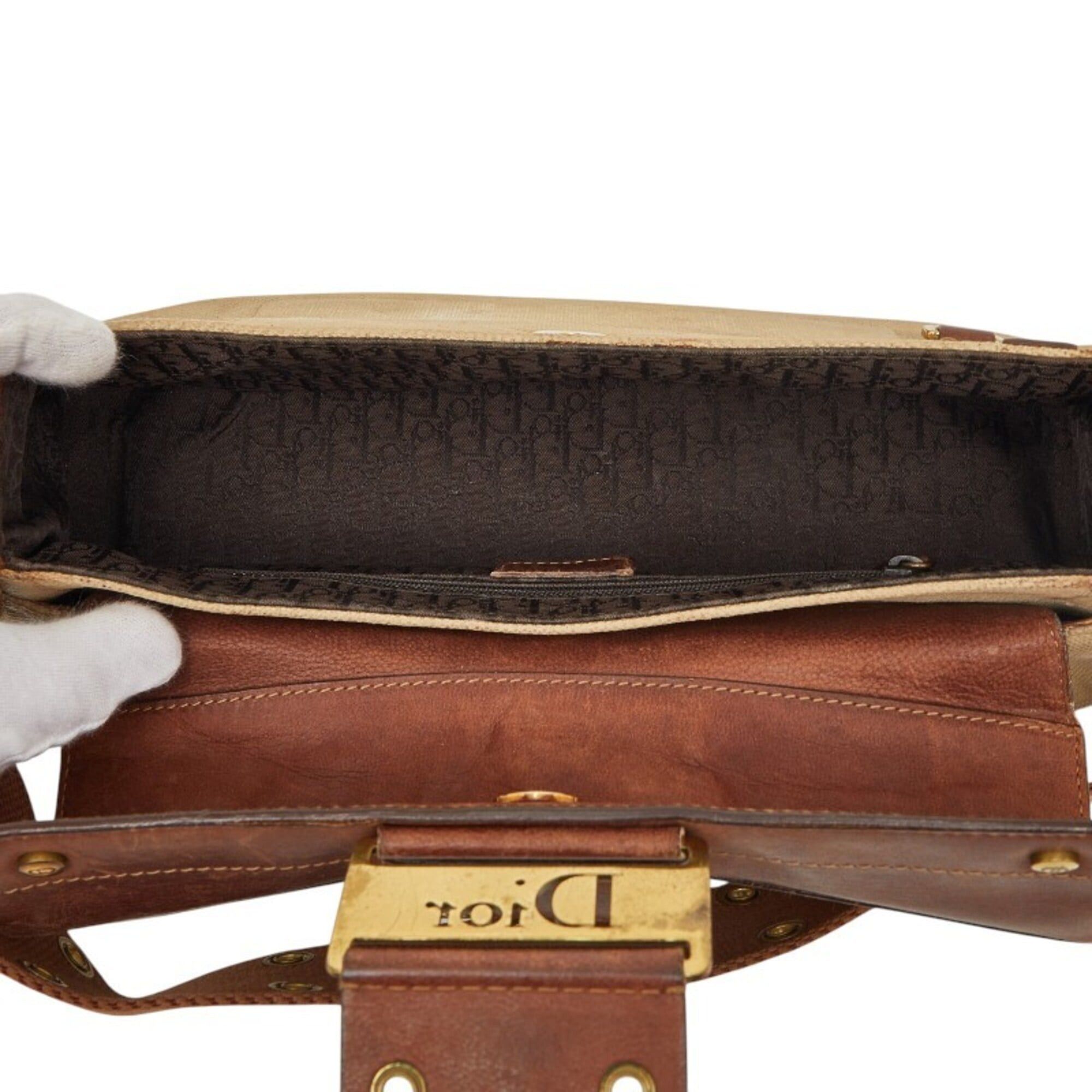 Dior Christian Dior Dior Street Chic Shoulder Bag, Beige Brown Leather, Women's Size ONE SIZE - 10 Thumbnail