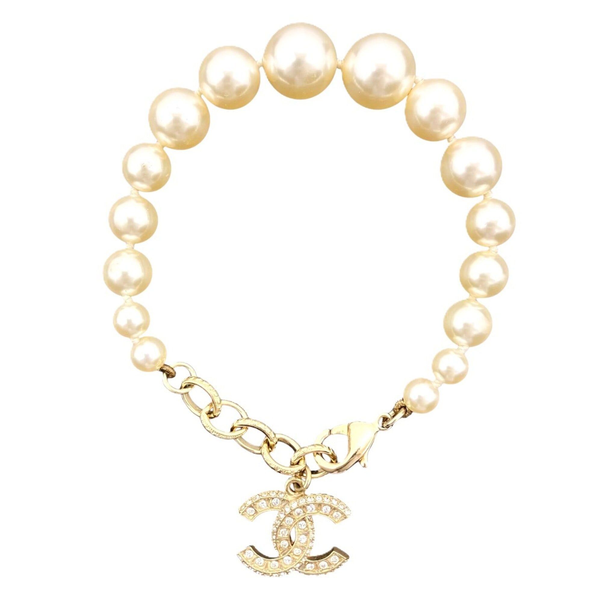 Chanel Chanel Faux Pearl Rhinestone Costume Jewelry Bracelet Accessory Coco Mark GP Size ONE SIZE - 3 Thumbnail