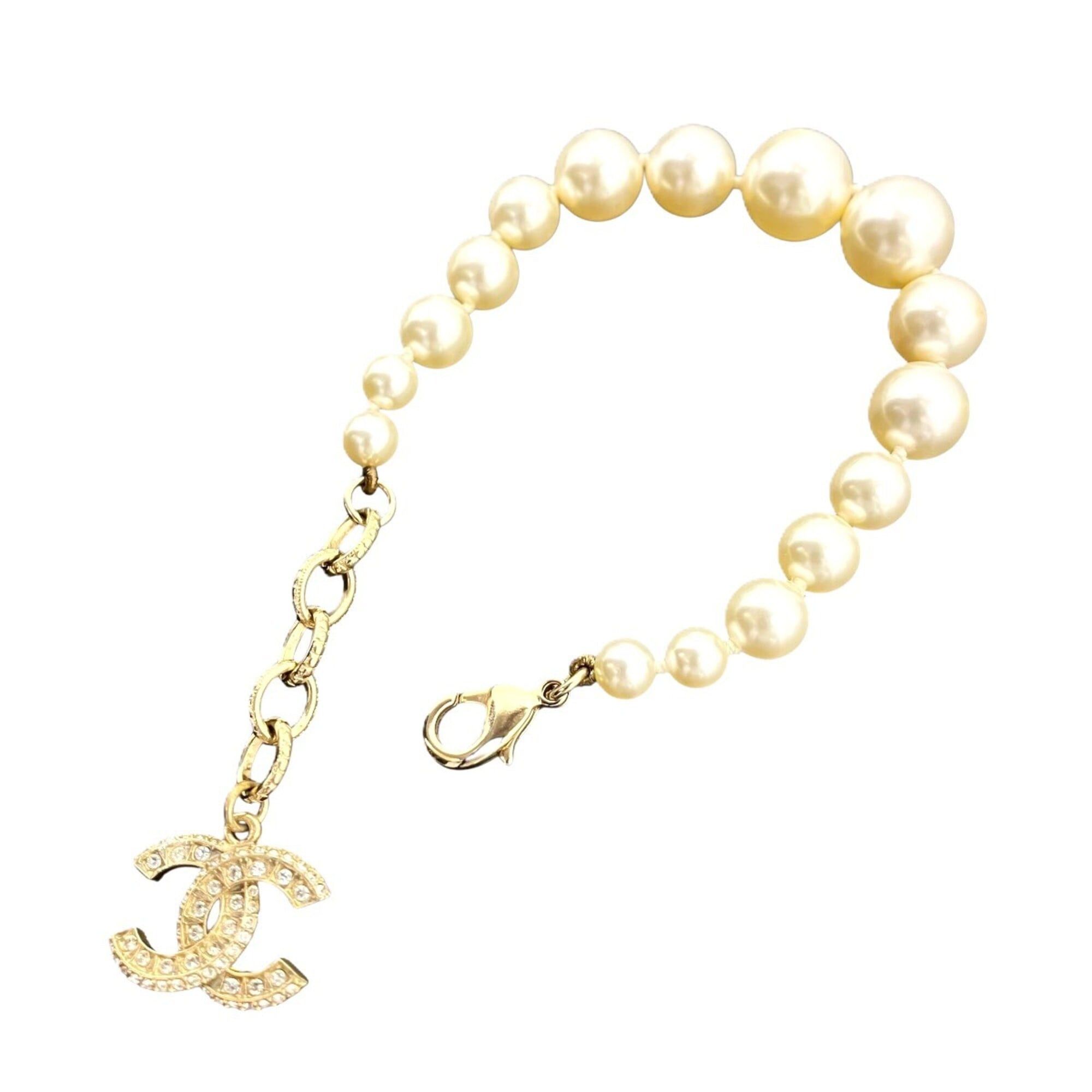 Chanel Chanel Faux Pearl Rhinestone Costume Jewelry Bracelet Accessory Coco Mark GP Size ONE SIZE - 7 Thumbnail