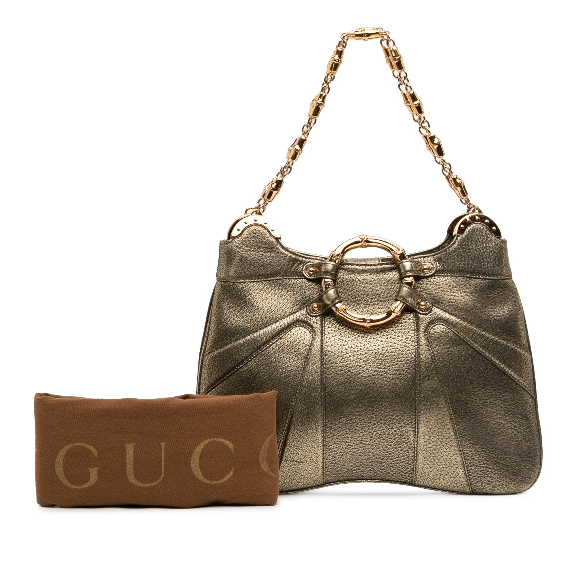 Gucci Metallic Calfskin Bamboo Ring Chain Shoulder Bag Size ONE SIZE - 7 Thumbnail