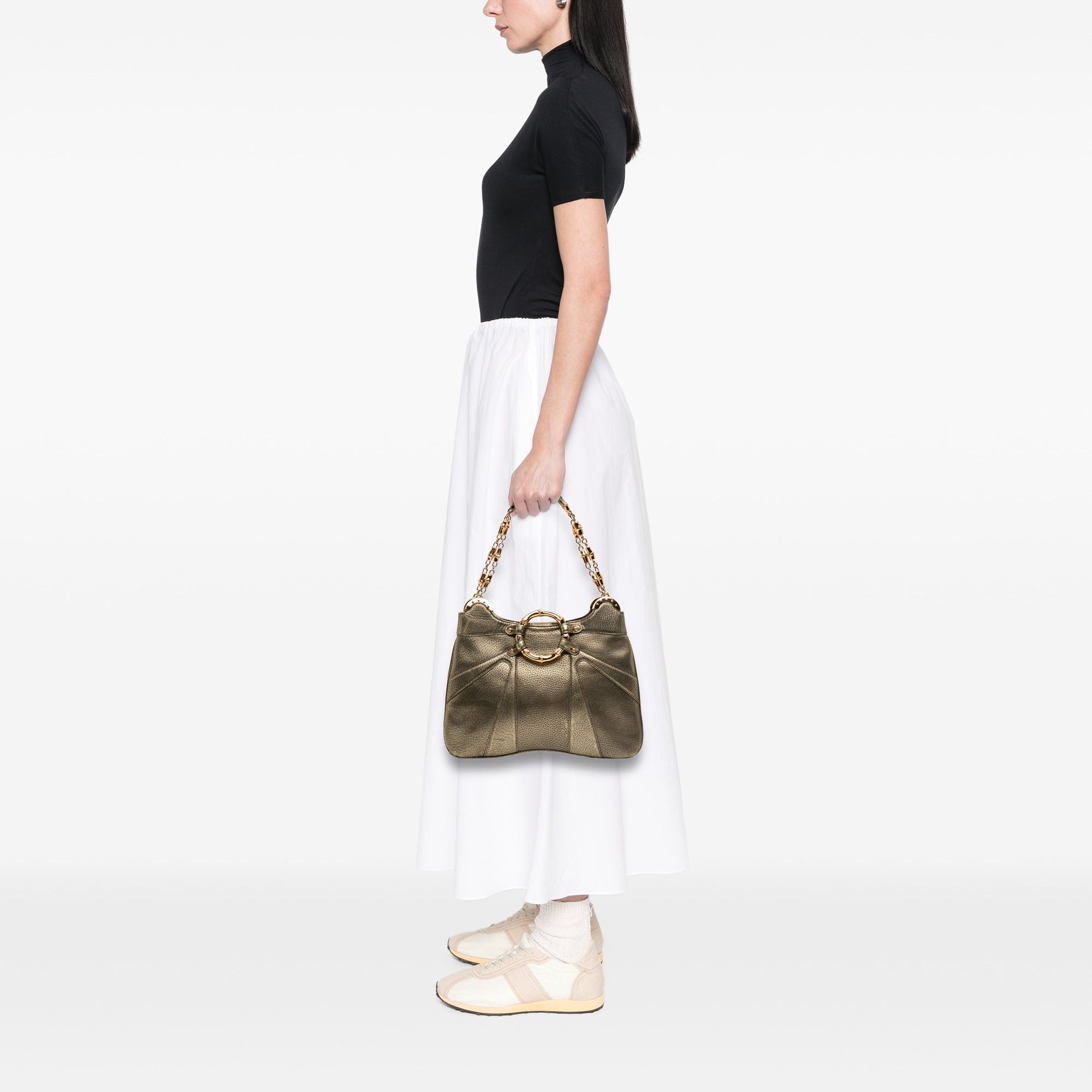 Gucci Metallic Calfskin Bamboo Ring Chain Shoulder Bag Size ONE SIZE - 6 Thumbnail