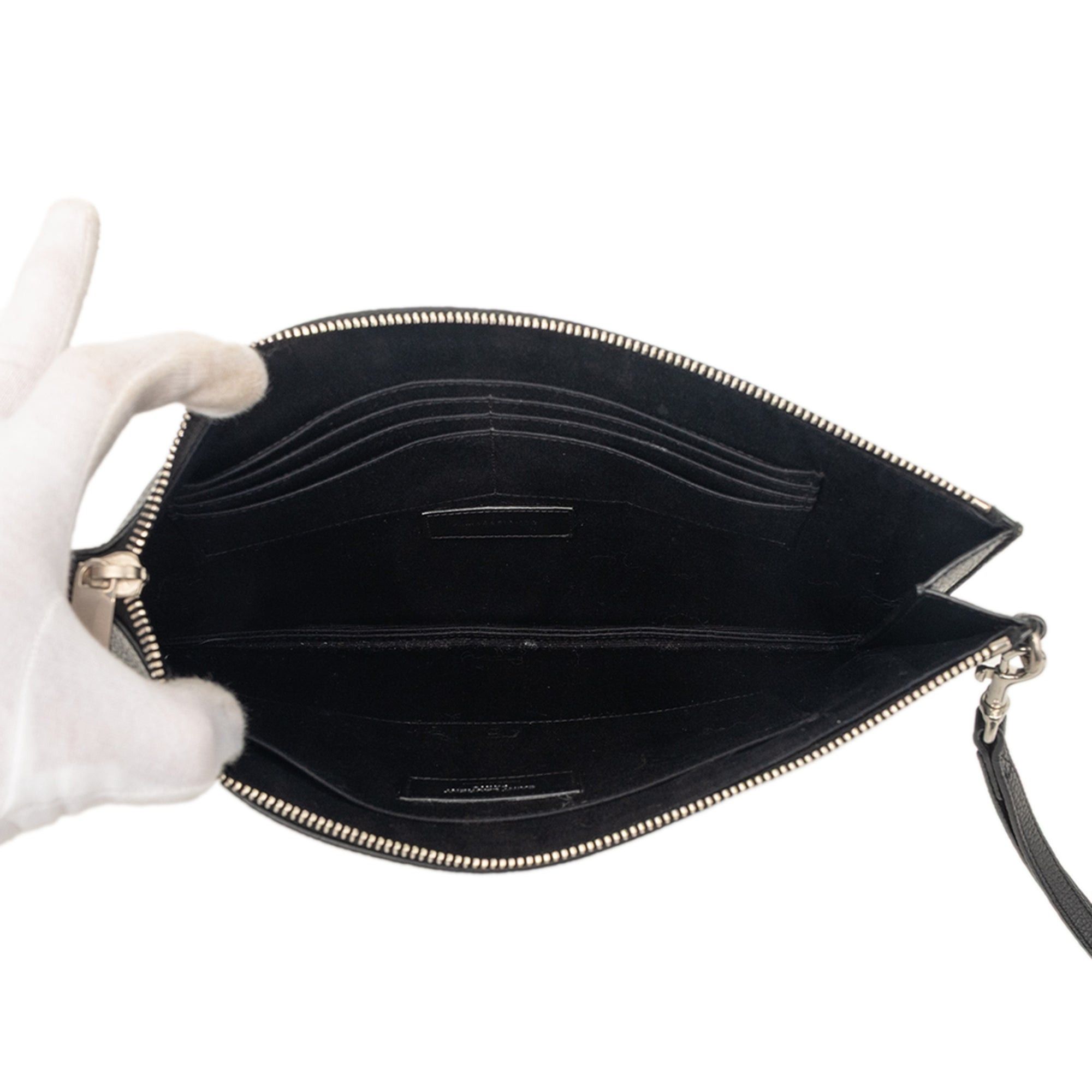 Saint Laurent Paris Grained Calfskin Monogram Clutch Size ONE SIZE - 4 Thumbnail