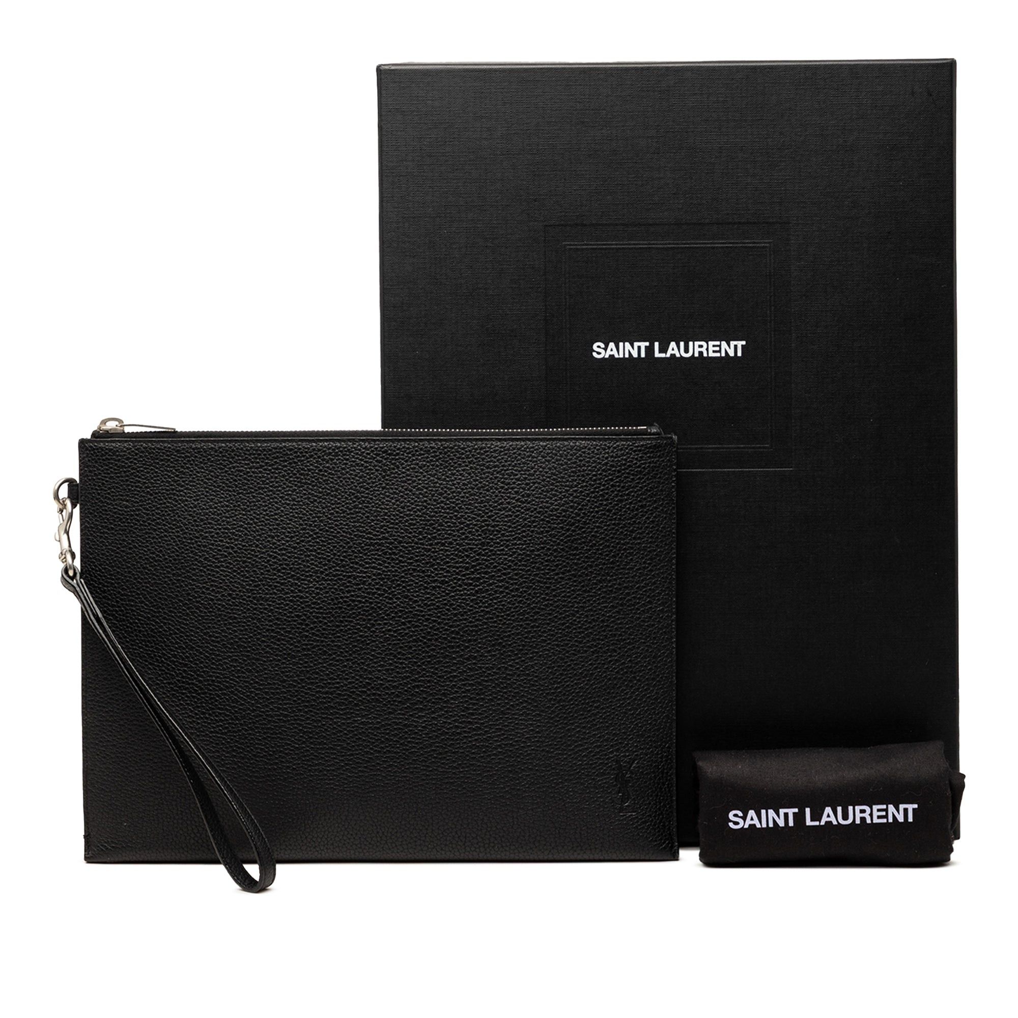 Saint Laurent Paris Grained Calfskin Monogram Clutch Size ONE SIZE - 8 Thumbnail