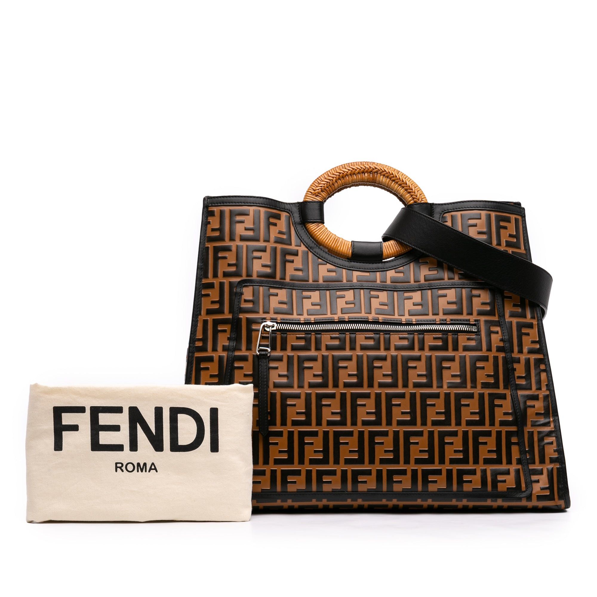 Fendi Large Zucca Embossed Leather Runaway Shopper Satchel Size ONE SIZE - 7 Thumbnail