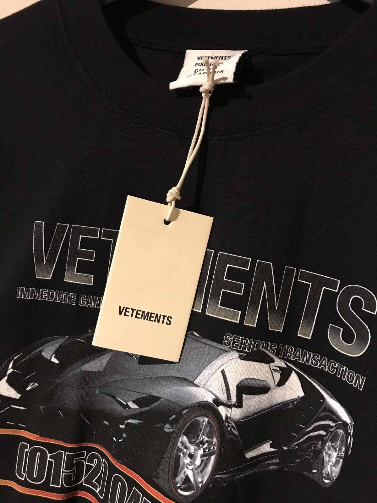 VETEMENTS LAMBORGHINI オーバーサイズTシャツ Vetements VETEMENTS Lamborghini Car Hotline T-Shirt Black