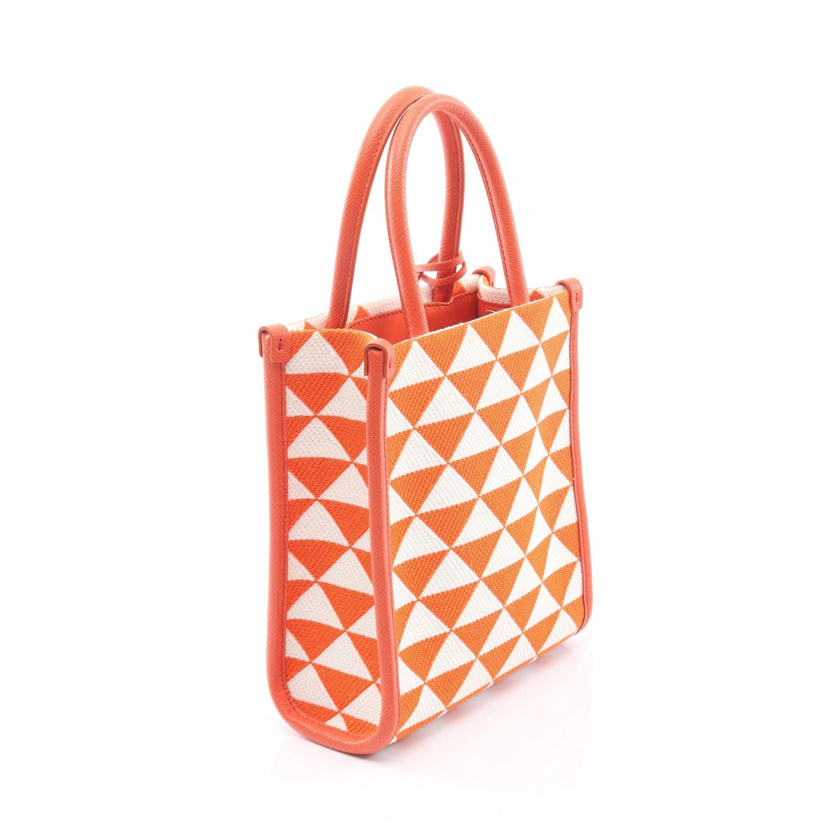 Prada Prada Prada TRIANGOLO JACQUARD Saffiano Leather 2way Handbag Textile Handbag 1BA355 DUTY FREE for USA Size ONE SIZE - 2 Thumbnail