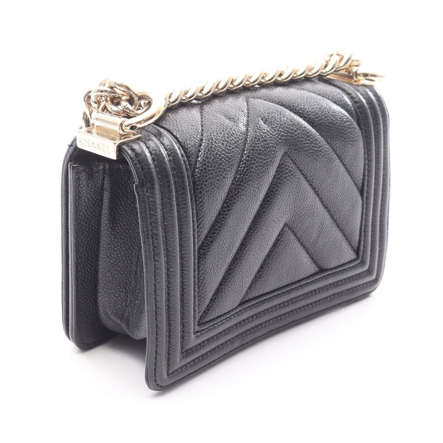Chanel Chanel Chanel Boy Chanel Mini Chevron V Stitch Shoulder Bag Leather Shoulder Bag DUTY FREE for USA Size ONE SIZE - 2 Thumbnail
