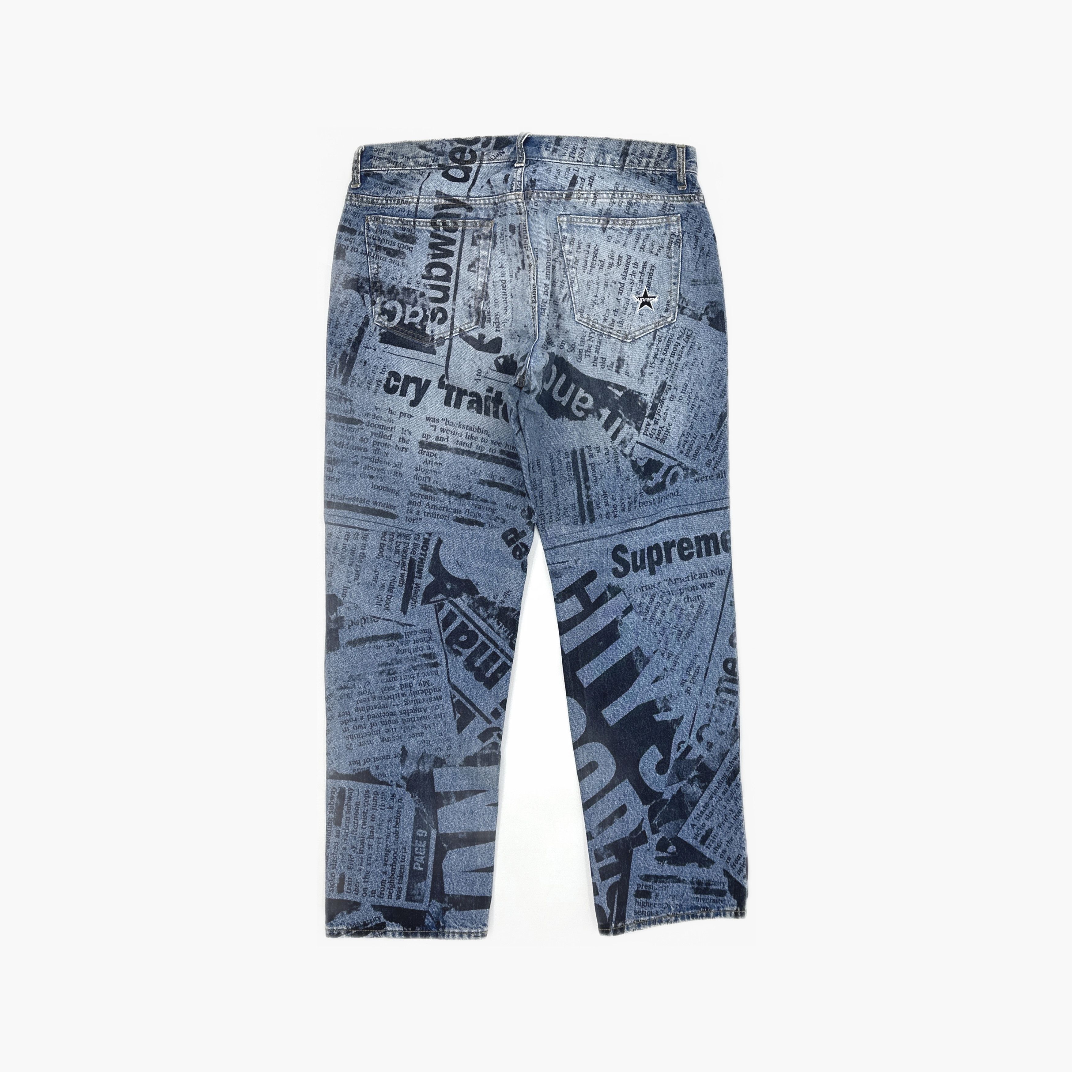 Supreme Supreme Newspaper Print Jeans Size 34 Size US 34 / EU 50 - 2 Thumbnail