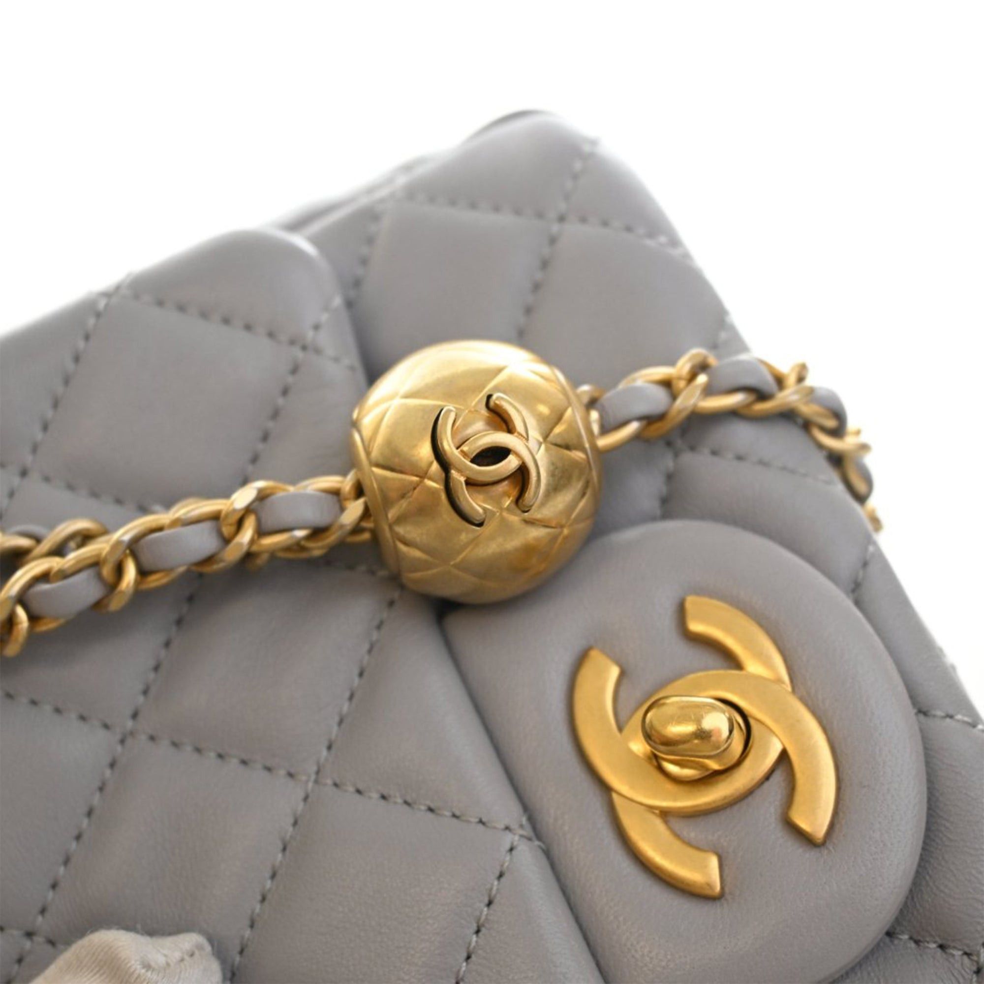 Chanel Mini Square Classic Lambskin Pearl Crush Single Flap Size ONE SIZE - 8 Thumbnail