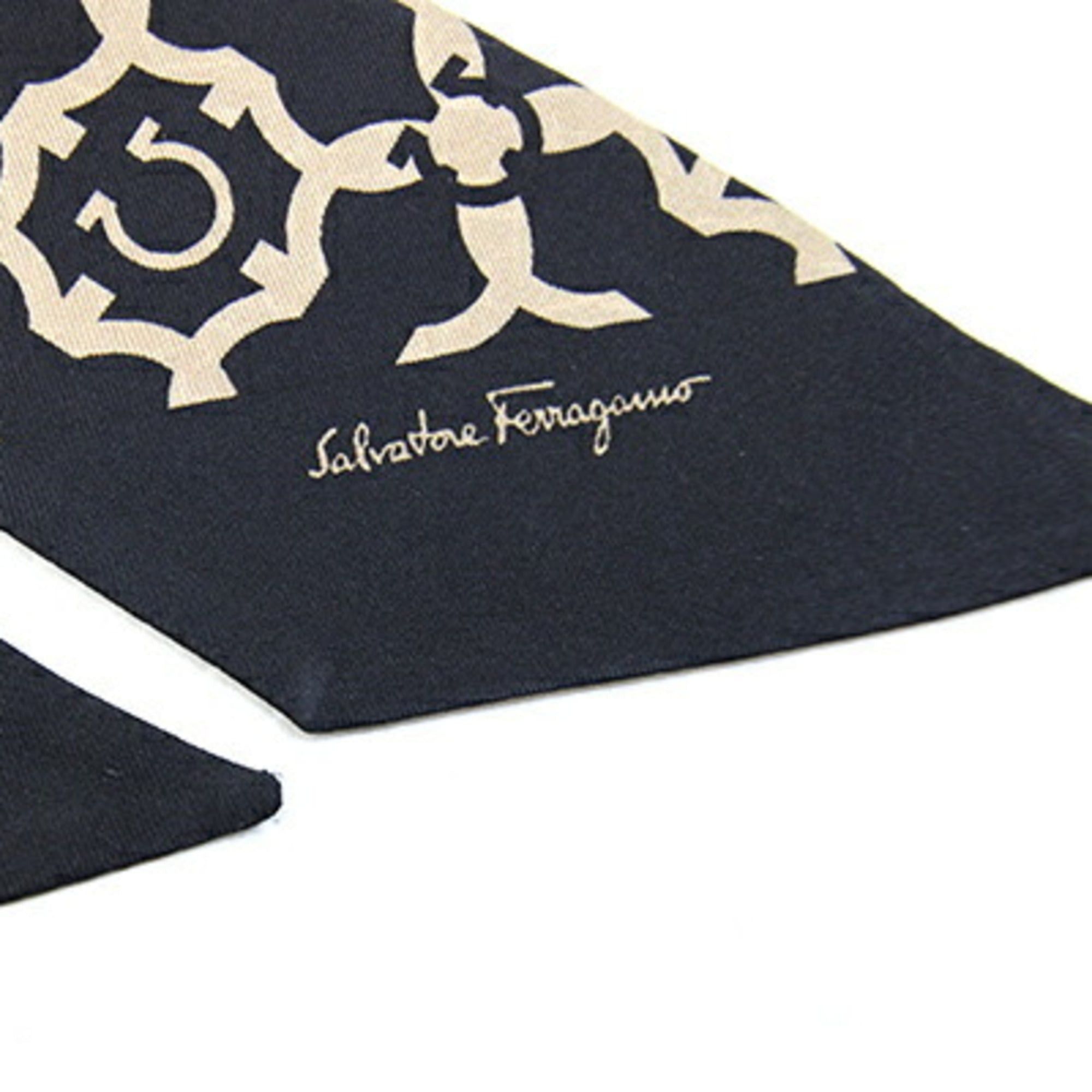 Salvatore Ferragamo Salvatore Ferragamo Ferragamo Scarf/Muffler, Black/Light Brown, 100% Silk, Gancini Ribbon Scarf, Women's, Salvatore Size ONE SIZE - 7 Thumbnail