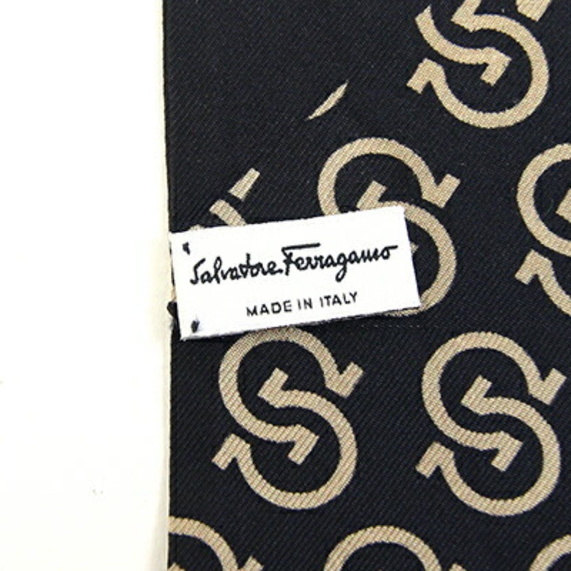 Salvatore Ferragamo Salvatore Ferragamo Ferragamo Scarf/Muffler, Black/Light Brown, 100% Silk, Gancini Ribbon Scarf, Women's, Salvatore Size ONE SIZE - 4 Thumbnail