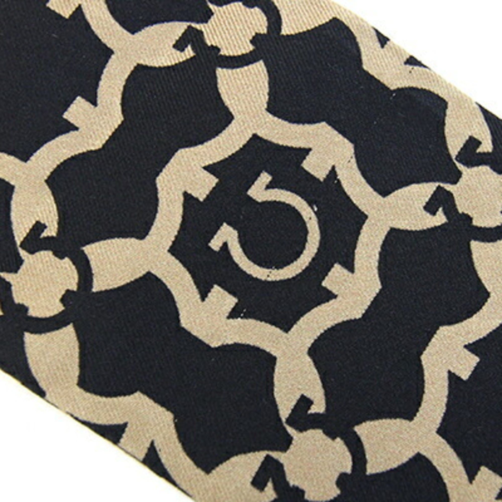 Salvatore Ferragamo Salvatore Ferragamo Ferragamo Scarf/Muffler, Black/Light Brown, 100% Silk, Gancini Ribbon Scarf, Women's, Salvatore Size ONE SIZE - 5 Thumbnail