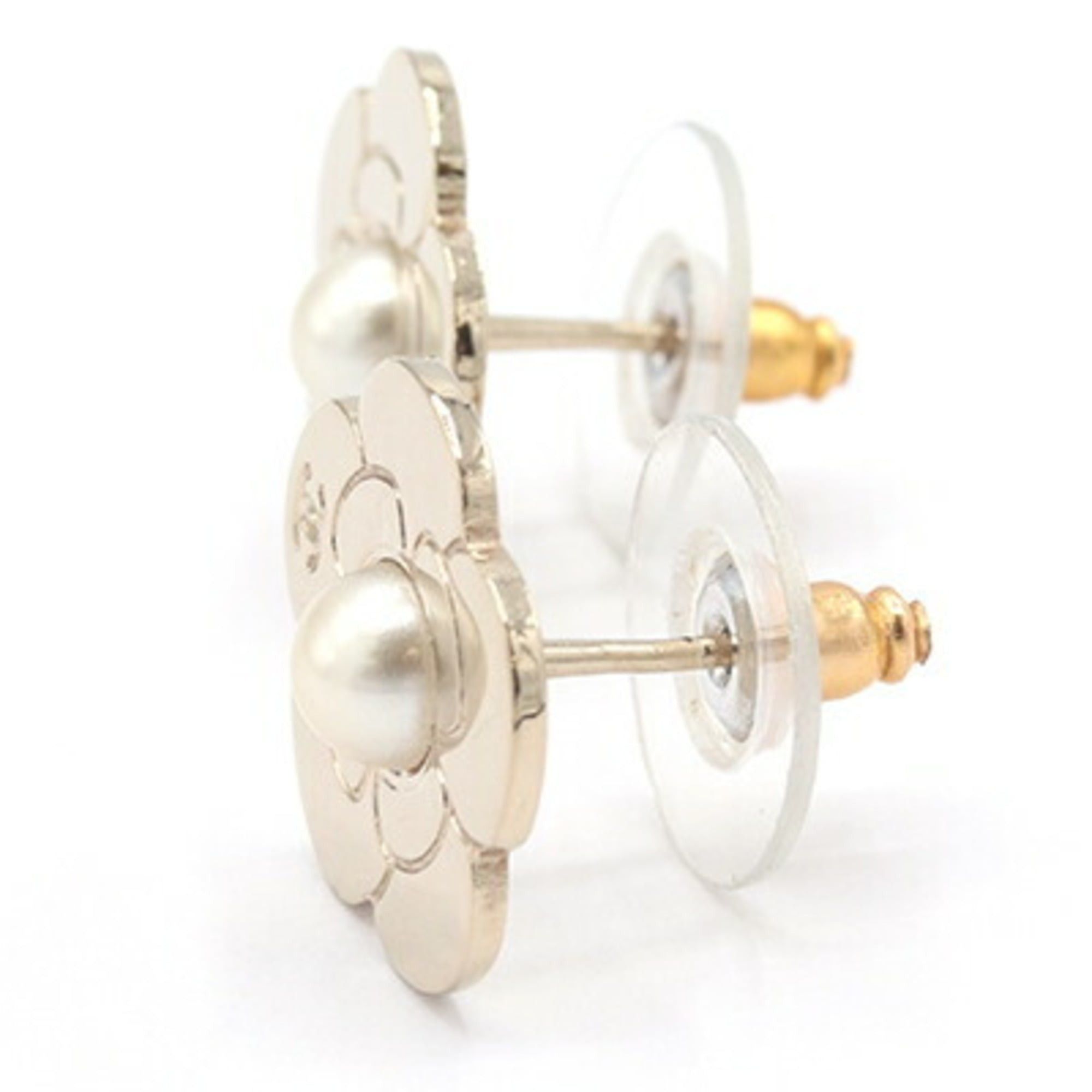 Chanel Chanel Earrings, Camellia, Silver Metal, Faux Pearl, B18V, 2018 Model, Coco Mark, Women's, CHANEL Size ONE SIZE - 3 Thumbnail