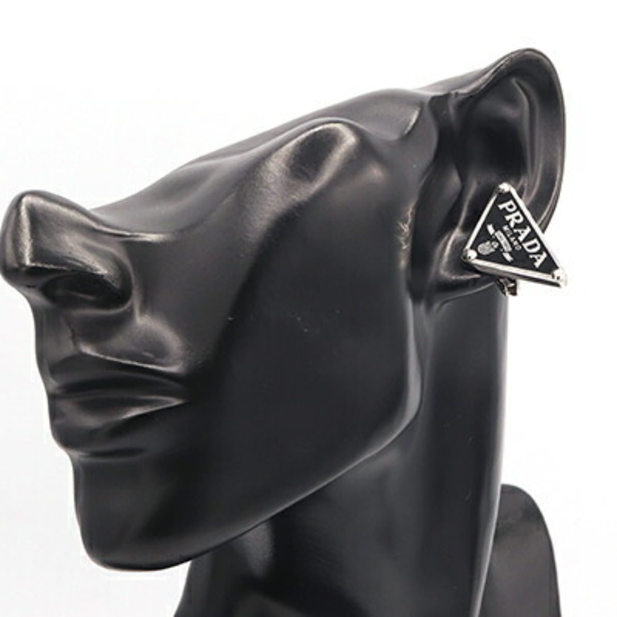 Prada Prada Single Earring 1JO722 Black Metal Triangle for Women PRADA Size ONE SIZE - 6 Thumbnail