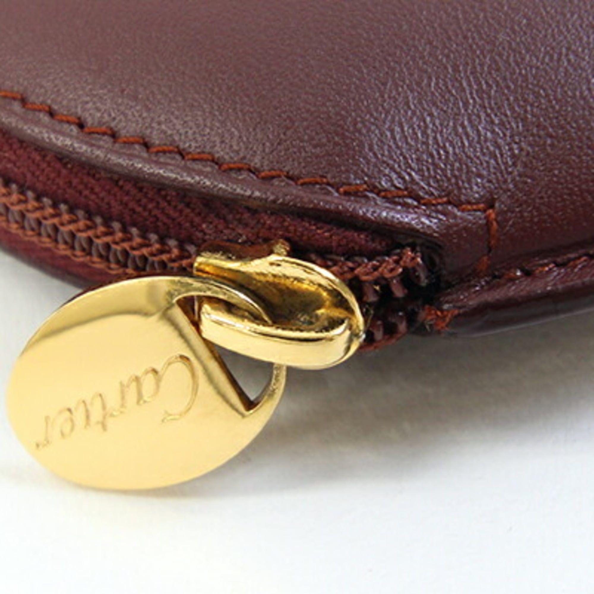 Cartier Cartier Must L3000111 Bordeaux Leather Coin Purse/Wallet - Compact Wallet, Round Purse Size ONE SIZE - 6 Thumbnail