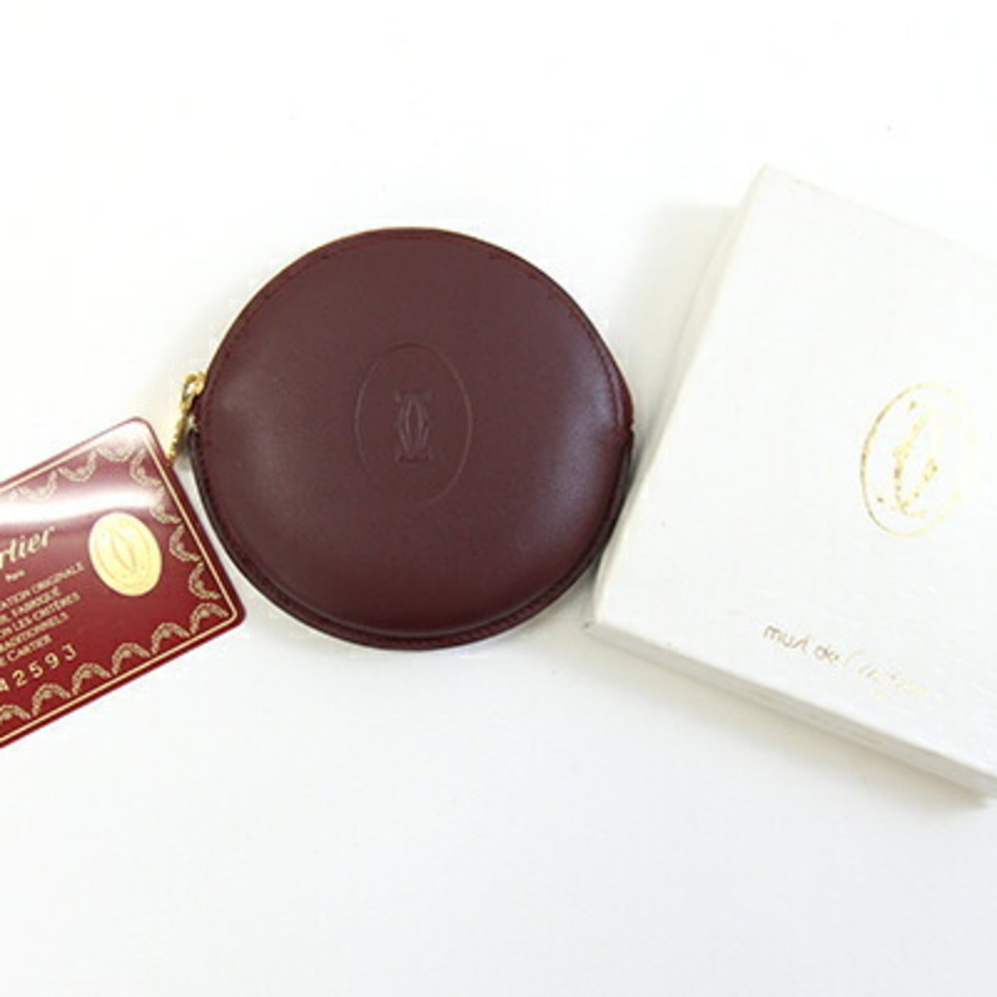 Cartier Cartier Must L3000111 Bordeaux Leather Coin Purse/Wallet - Compact Wallet, Round Purse Size ONE SIZE - 7 Thumbnail