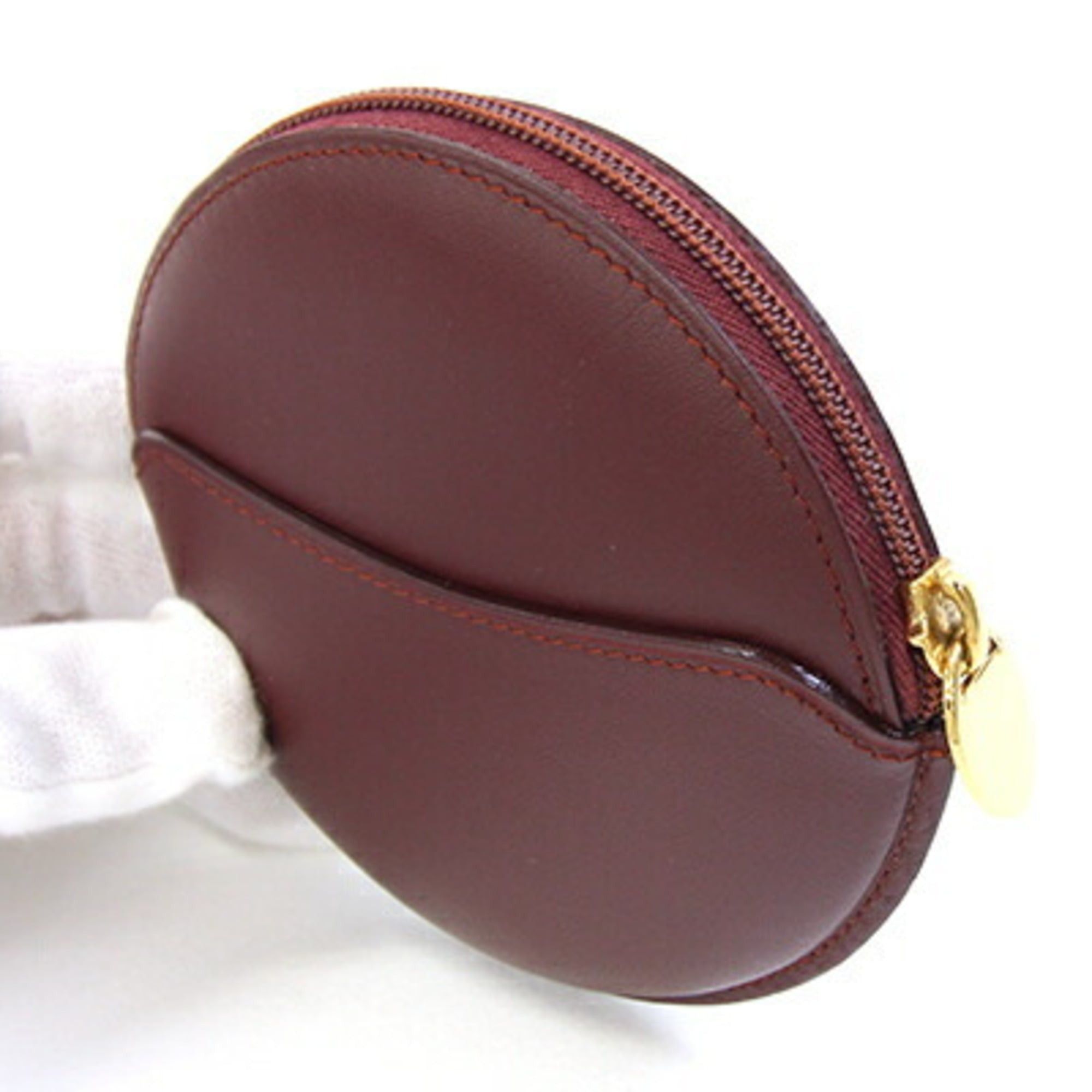 Cartier Cartier Must L3000111 Bordeaux Leather Coin Purse/Wallet - Compact Wallet, Round Purse Size ONE SIZE - 2 Thumbnail
