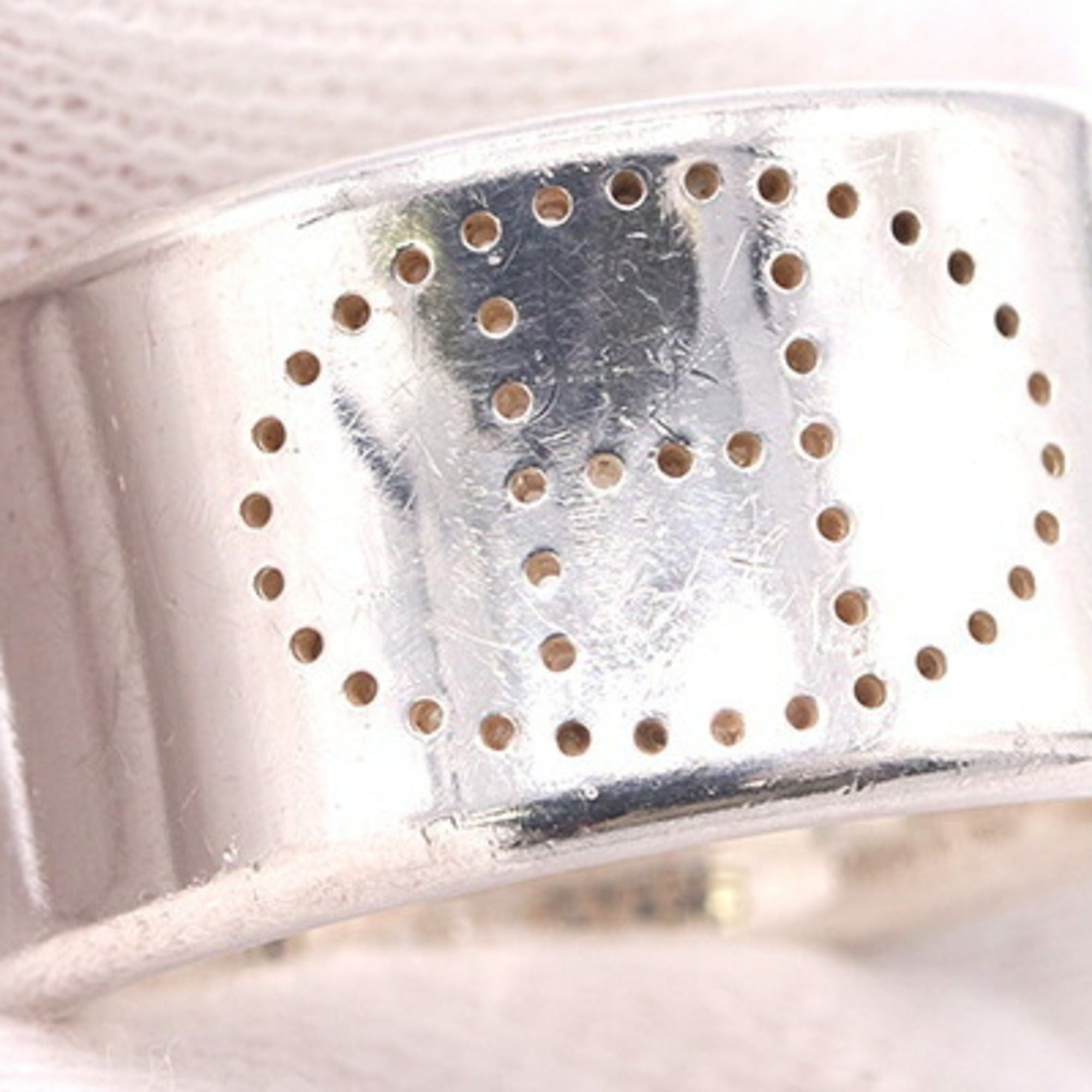 Hermes Hermes Eclipse Ruban Ring, Sterling Silver 925, Size 52, Perforated Design, Women's HERMES Size ONE SIZE - 5 Thumbnail