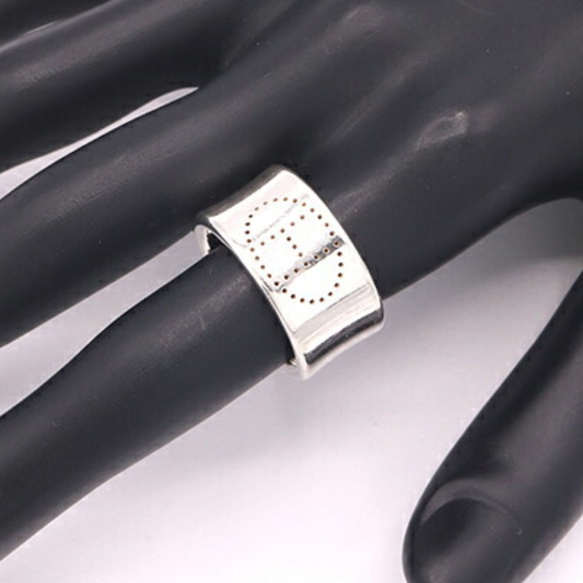 Hermes Hermes Eclipse Ruban Ring, Sterling Silver 925, Size 52, Perforated Design, Women's HERMES Size ONE SIZE - 7 Thumbnail