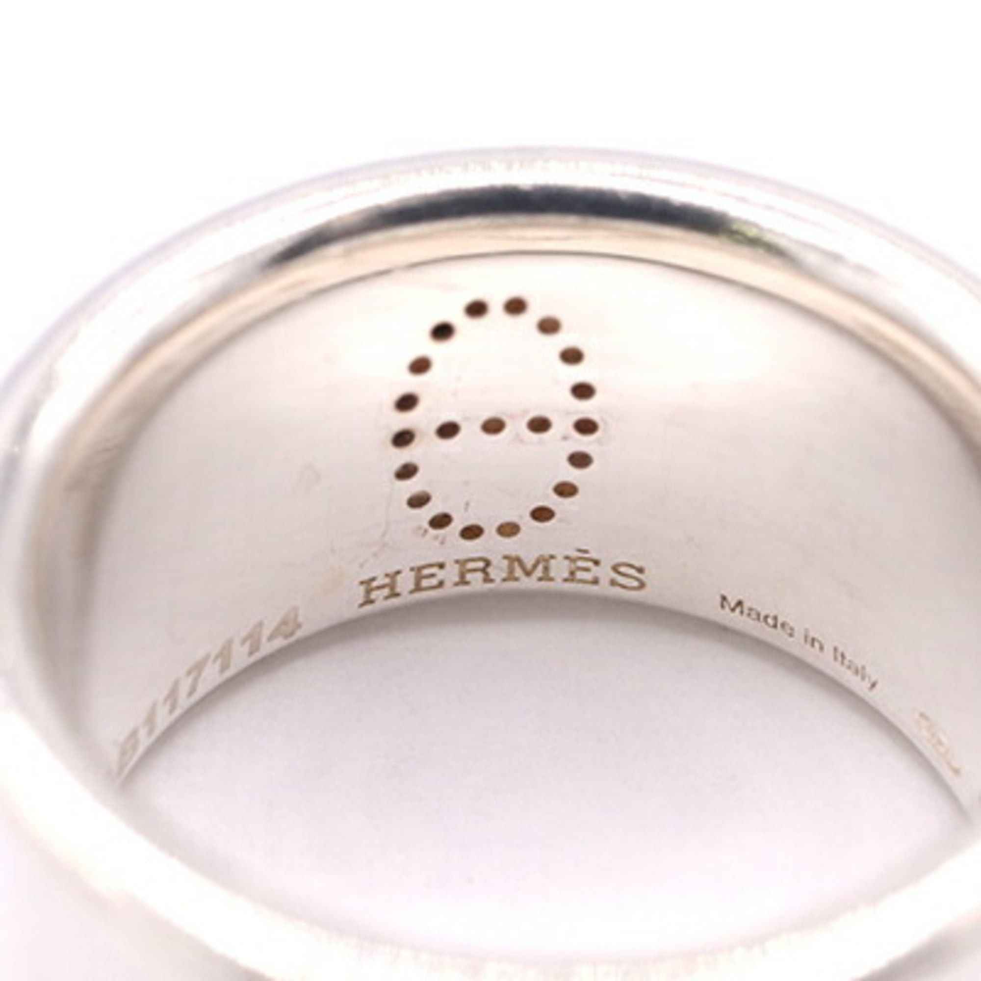 Hermes Hermes Eclipse Ruban Ring, Sterling Silver 925, Size 52, Perforated Design, Women's HERMES Size ONE SIZE - 3 Thumbnail