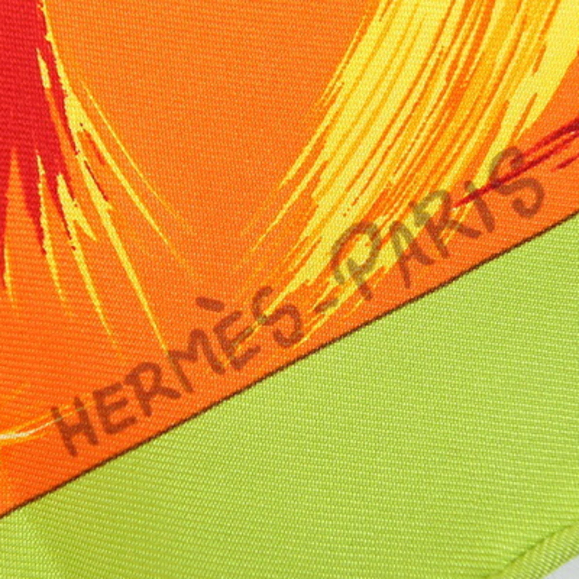 Hermes Hermes Scarf/Muffler, Carre 42, La Tour Eiffel S'envole (Eiffel Tower), Light Green/Orange, 100% Silk, Petit Carre/Mini Stole, Women's, HERMES Size ONE SIZE - 2 Thumbnail