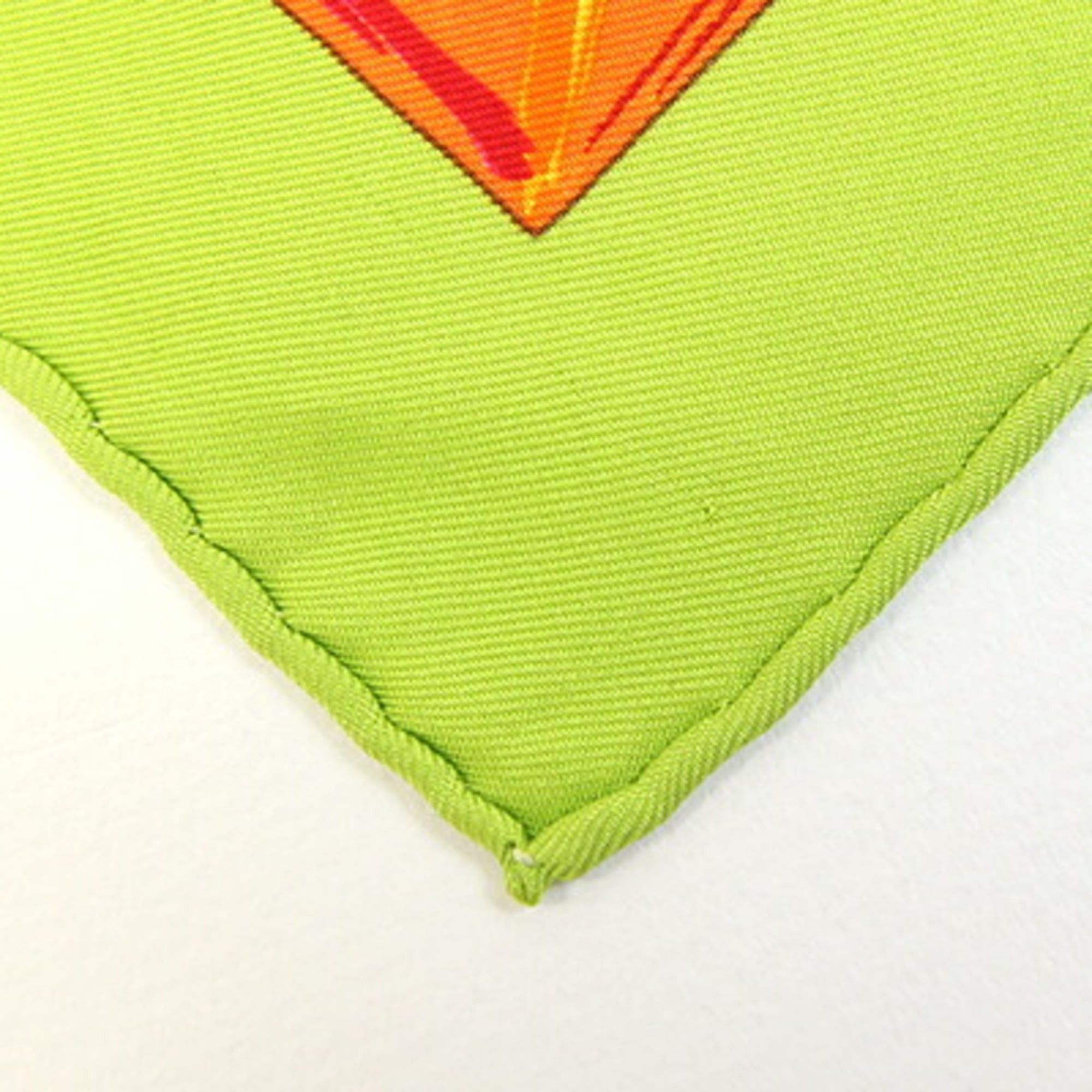 Hermes Hermes Scarf/Muffler, Carre 42, La Tour Eiffel S'envole (Eiffel Tower), Light Green/Orange, 100% Silk, Petit Carre/Mini Stole, Women's, HERMES Size ONE SIZE - 4 Thumbnail