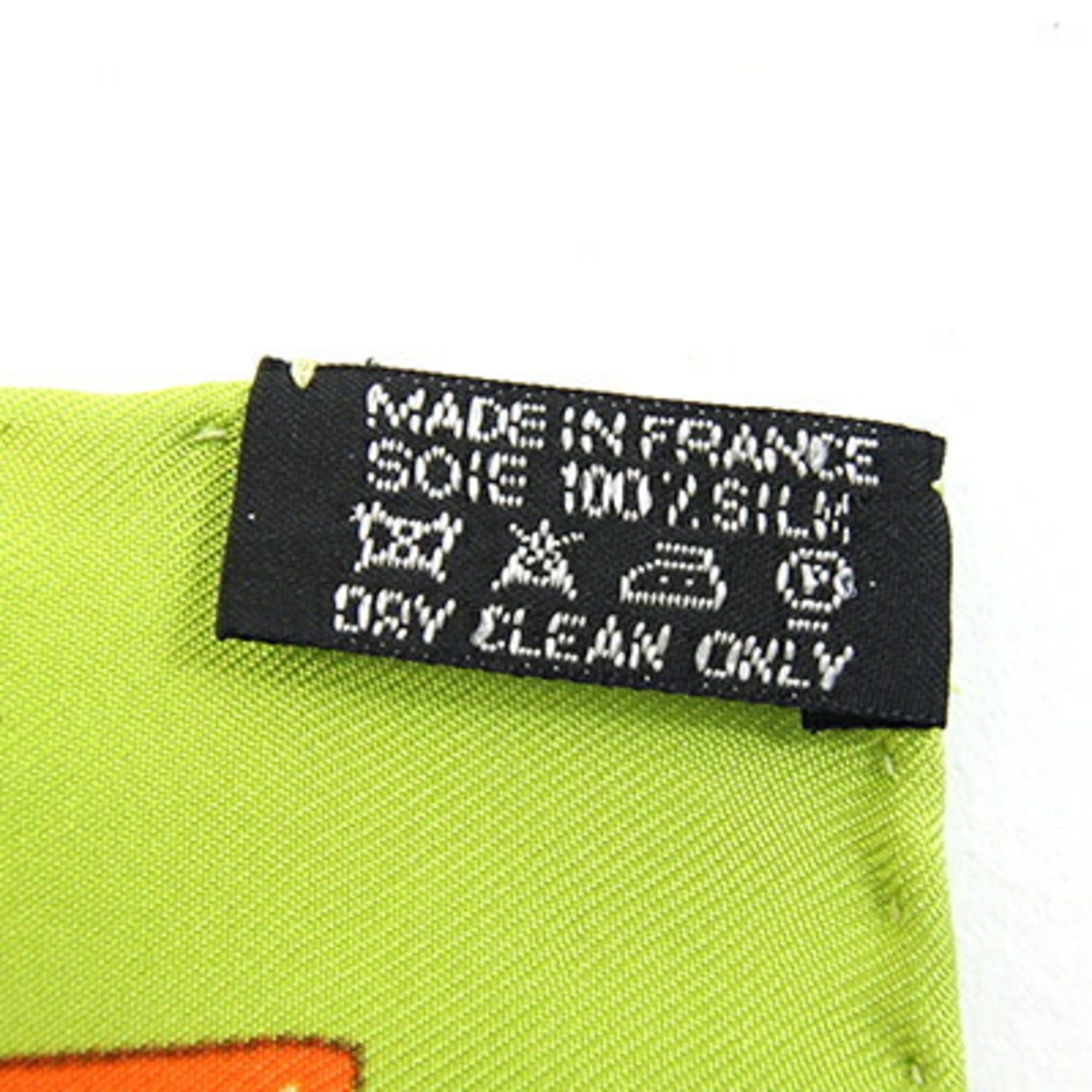 Hermes Hermes Scarf/Muffler, Carre 42, La Tour Eiffel S'envole (Eiffel Tower), Light Green/Orange, 100% Silk, Petit Carre/Mini Stole, Women's, HERMES Size ONE SIZE - 3 Thumbnail