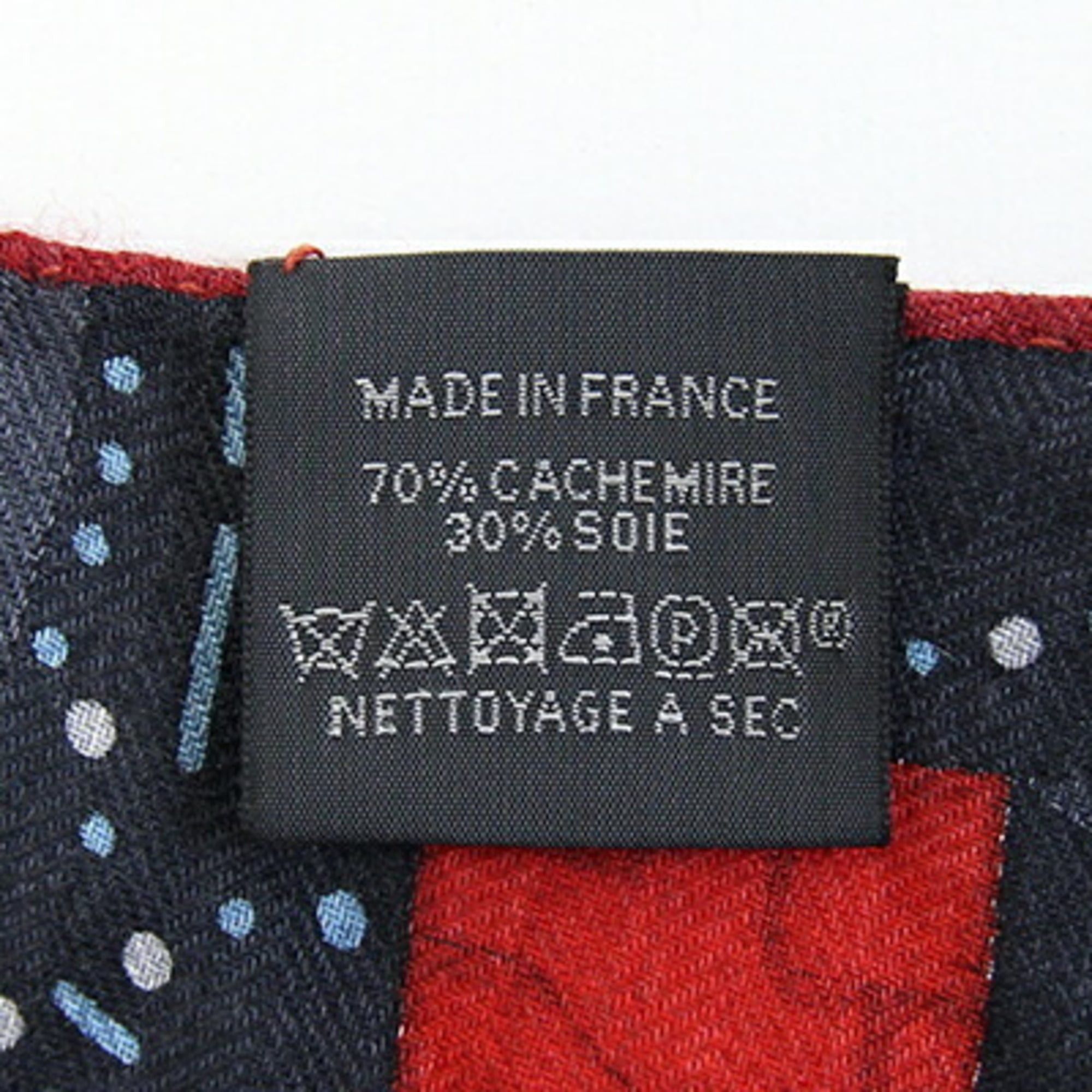 Hermes Hermes scarf/muffler, designed by Daisuke Nomura, Odyssey, gray/red, 70% cashmere, 30% silk, Losange diamond-shaped scarf, women's. Size ONE SIZE - 5 Thumbnail