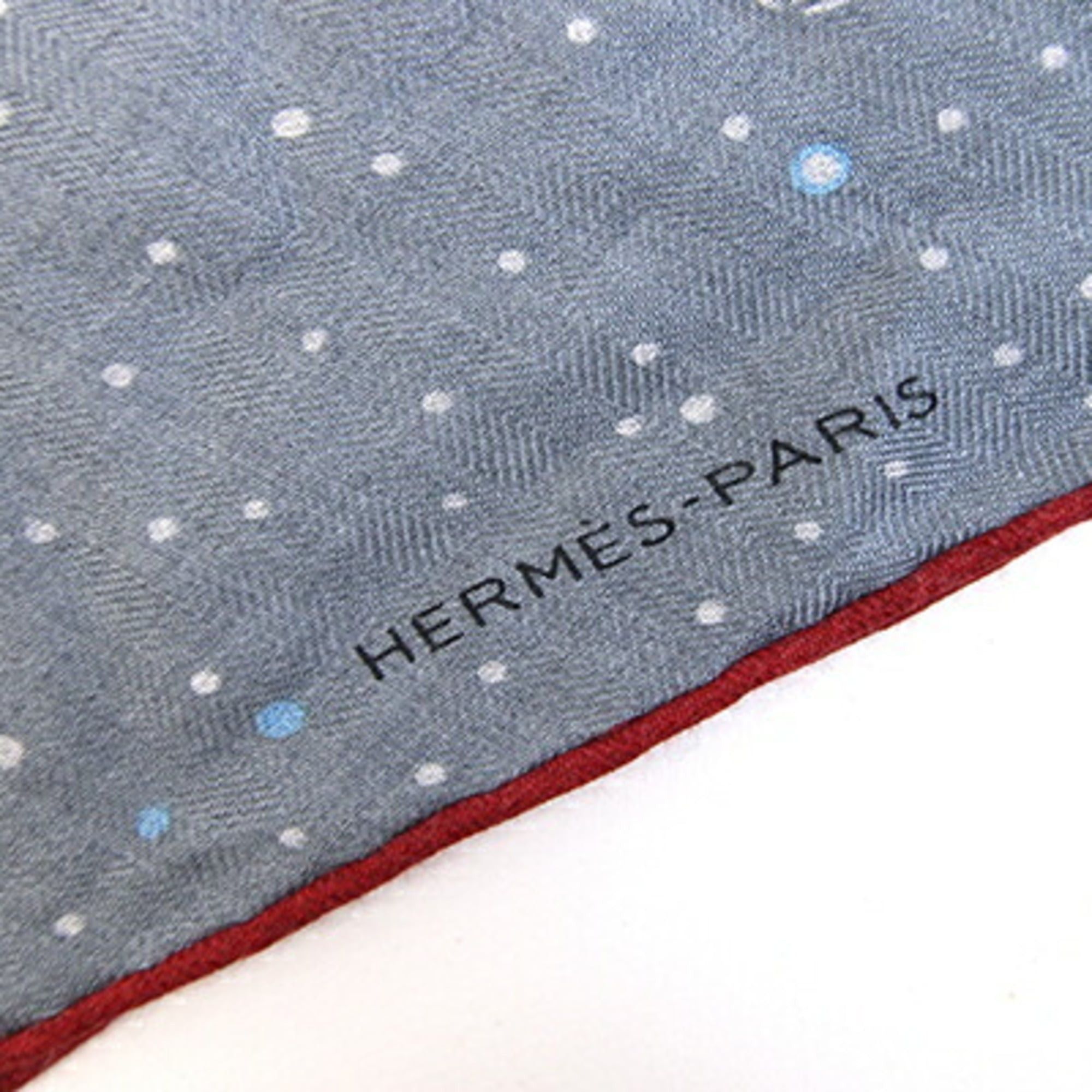 Hermes Hermes scarf/muffler, designed by Daisuke Nomura, Odyssey, gray/red, 70% cashmere, 30% silk, Losange diamond-shaped scarf, women's. Size ONE SIZE - 4 Thumbnail