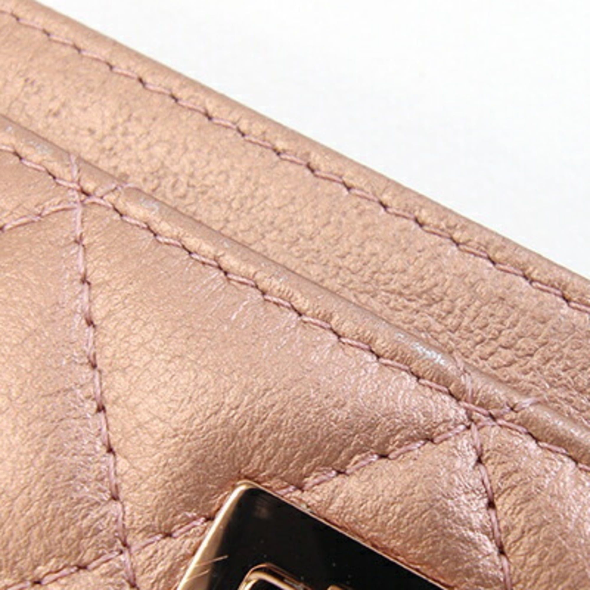 Chanel Chanel Business Card Holder/Card Case, Matelassé, Champagne Pink Leather, Pass 2.55g, Women's, CHANEL Size ONE SIZE - 6 Thumbnail