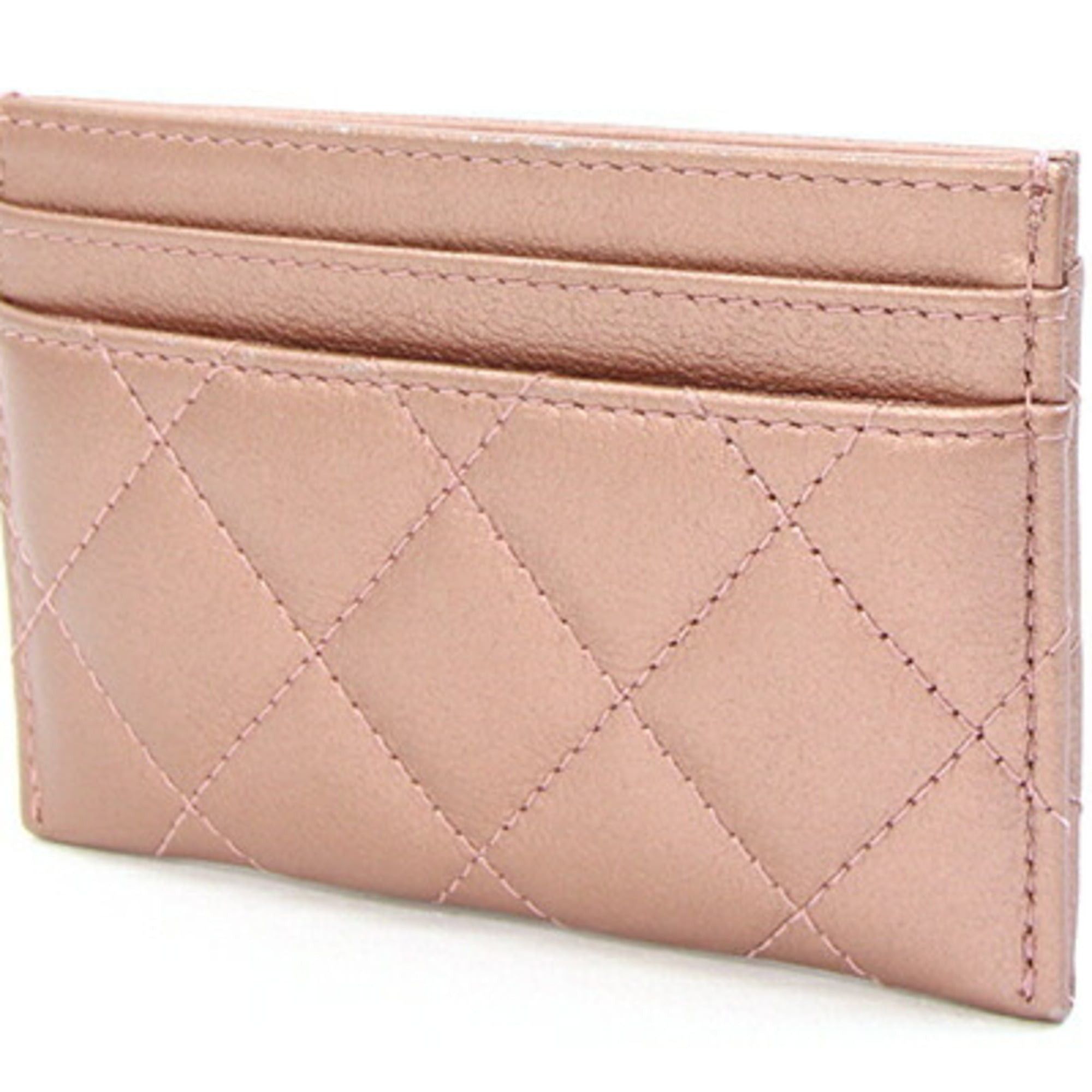 Chanel Chanel Business Card Holder/Card Case, Matelassé, Champagne Pink Leather, Pass 2.55g, Women's, CHANEL Size ONE SIZE - 2 Thumbnail