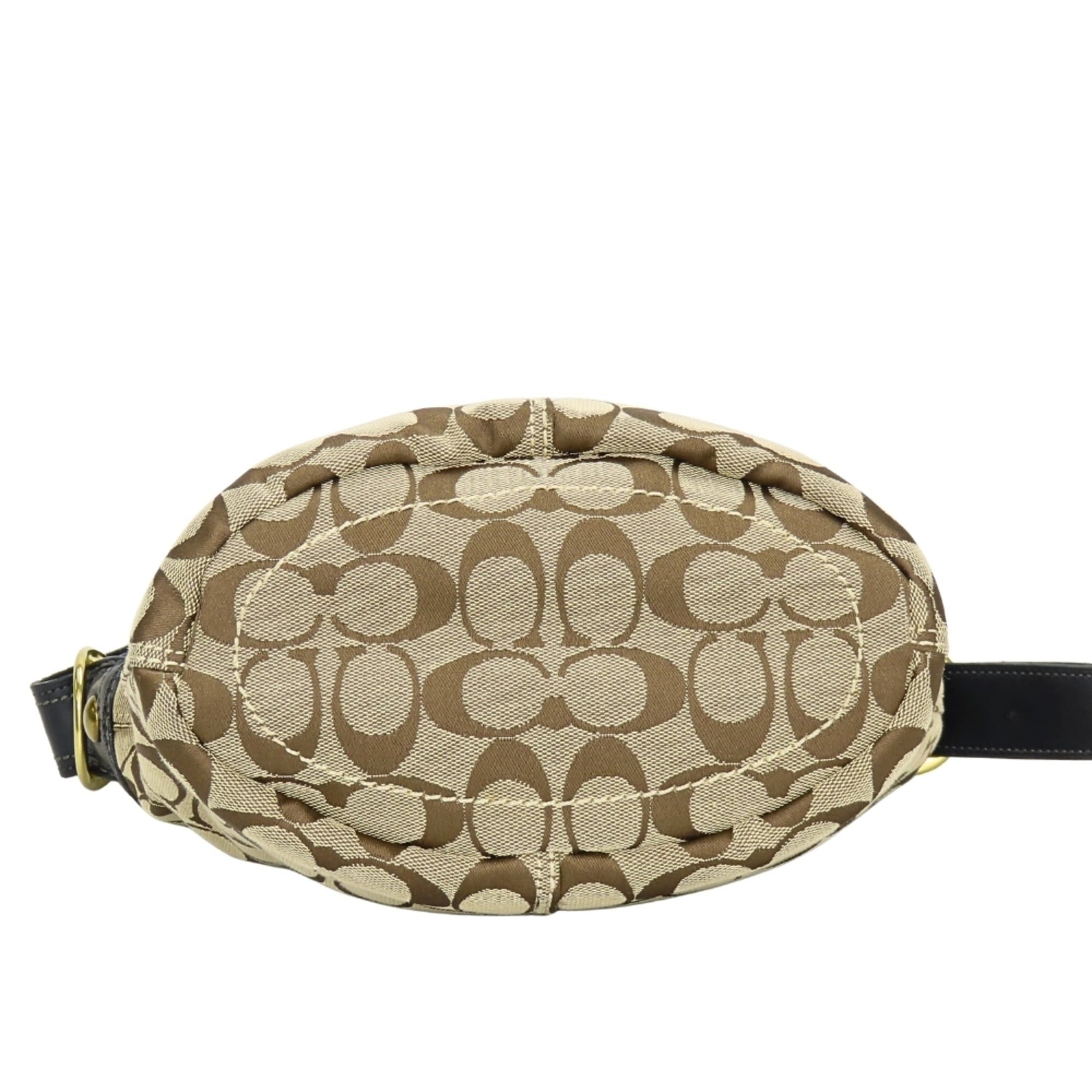 Coach Coach Shoulder Bag Signature F11437 Canvas Leather Beige Black Women's COACH Size ONE SIZE - 5 Thumbnail