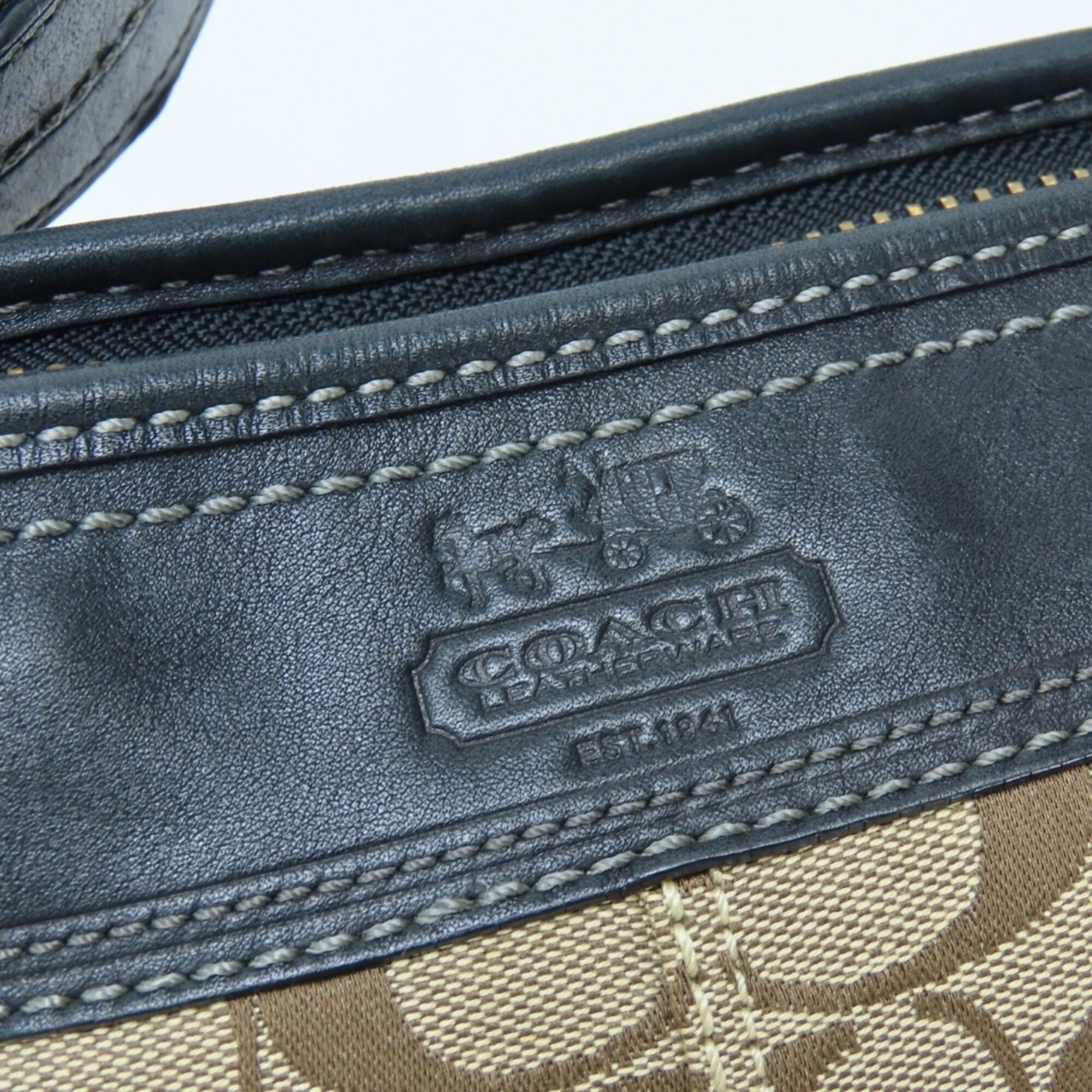 Coach Coach Shoulder Bag Signature F11437 Canvas Leather Beige Black Women's COACH Size ONE SIZE - 9 Thumbnail