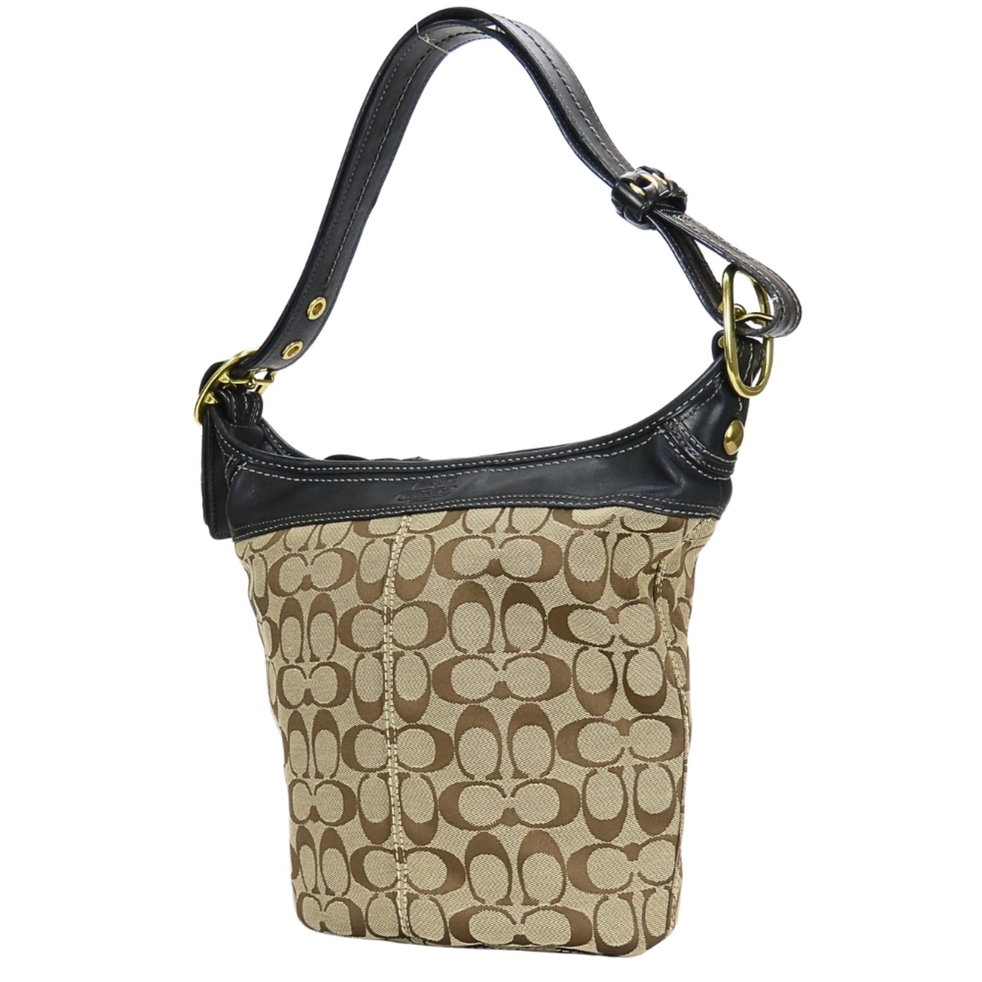 Coach Coach Shoulder Bag Signature F11437 Canvas Leather Beige Black Women's COACH Size ONE SIZE - 3 Thumbnail
