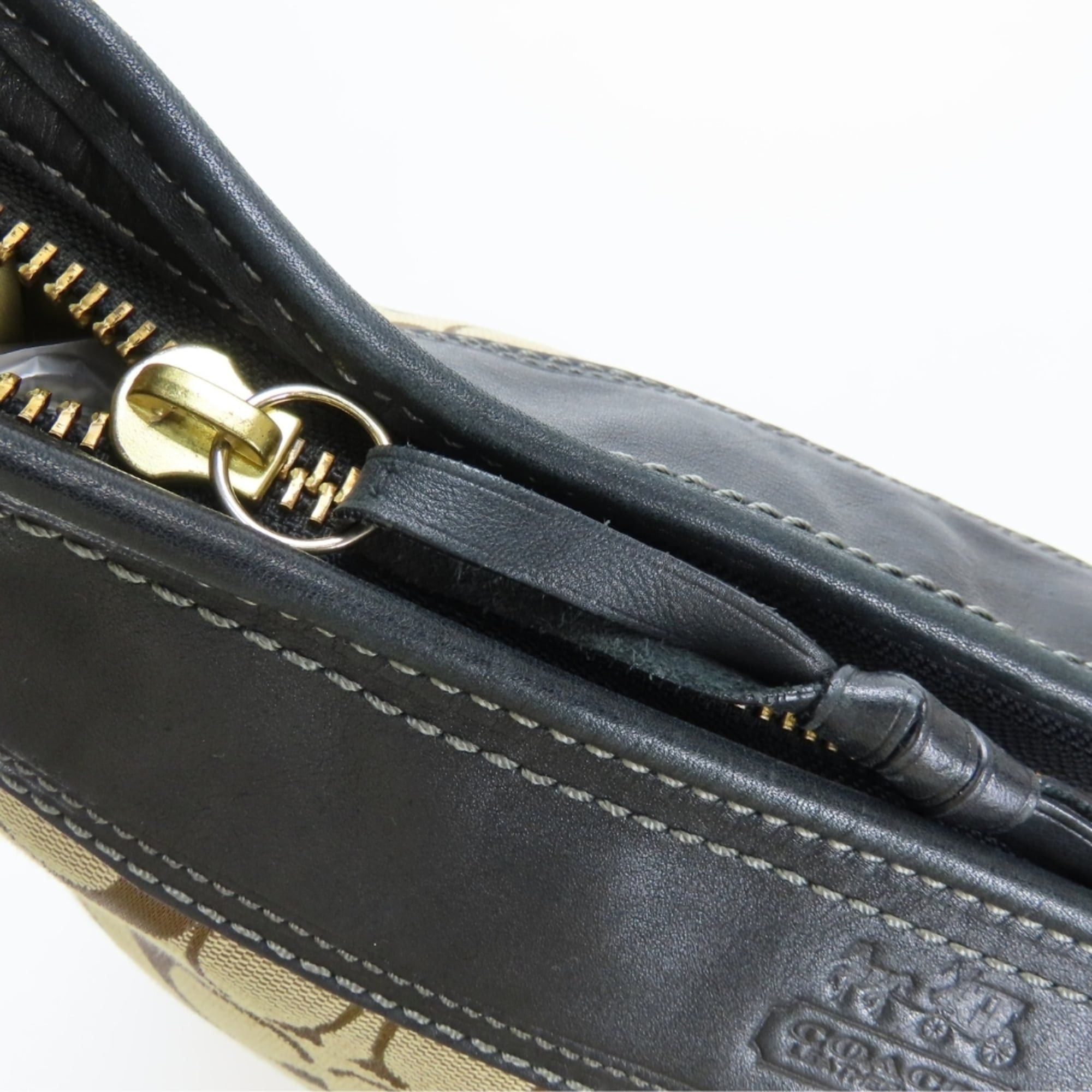 Coach Coach Shoulder Bag Signature F11437 Canvas Leather Beige Black Women's COACH Size ONE SIZE - 20 Thumbnail