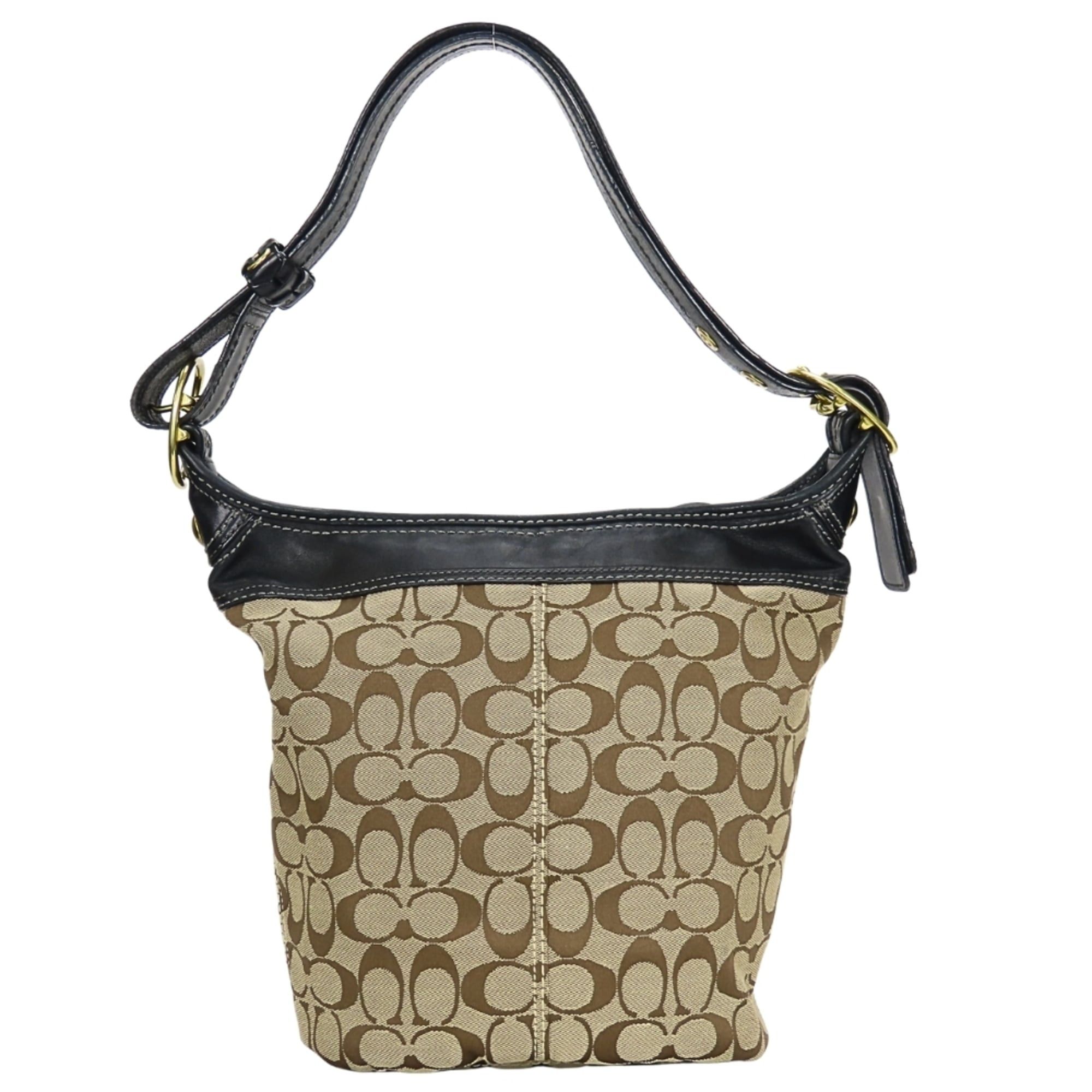 Coach Coach Shoulder Bag Signature F11437 Canvas Leather Beige Black Women's COACH Size ONE SIZE - 4 Thumbnail