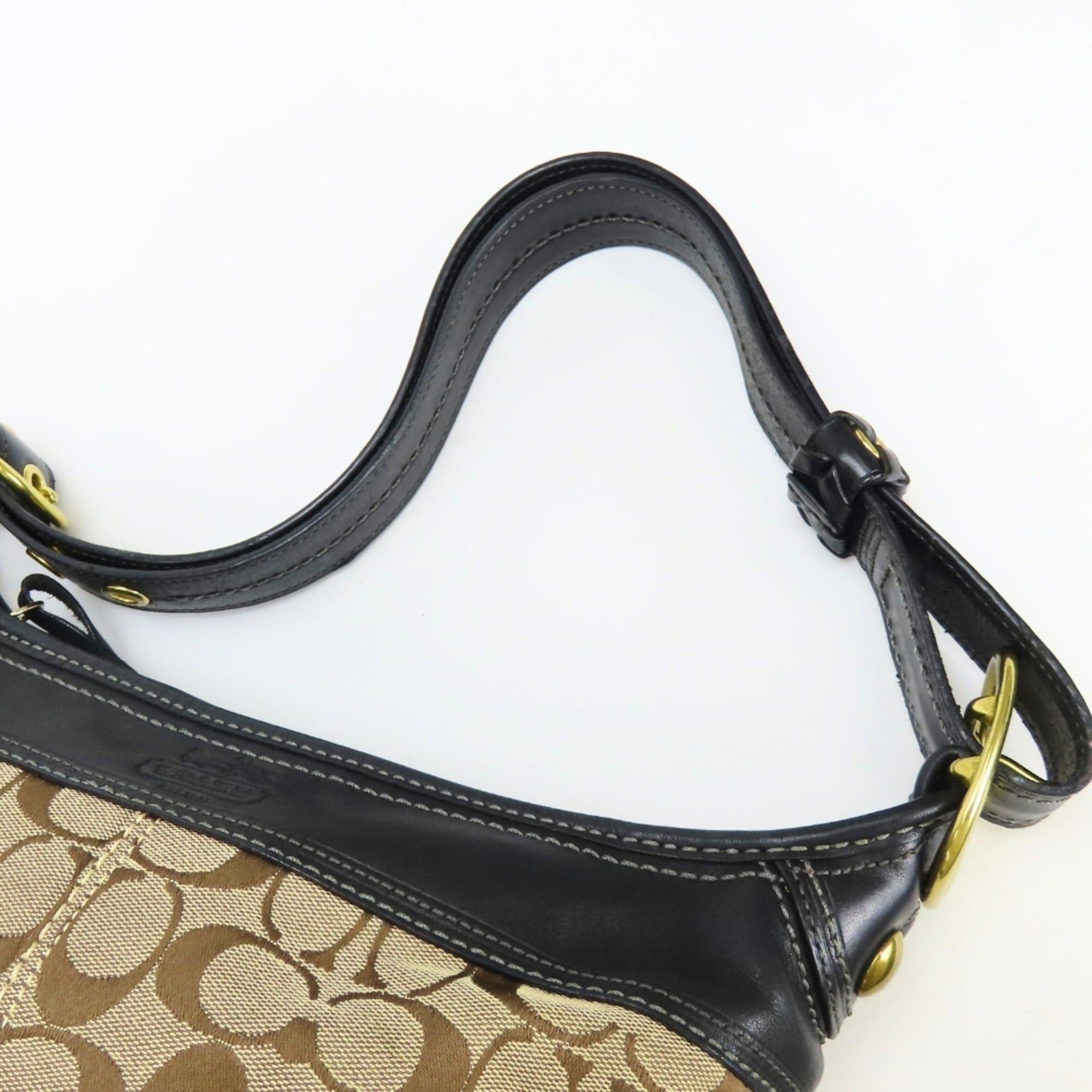 Coach Coach Shoulder Bag Signature F11437 Canvas Leather Beige Black Women's COACH Size ONE SIZE - 15 Thumbnail